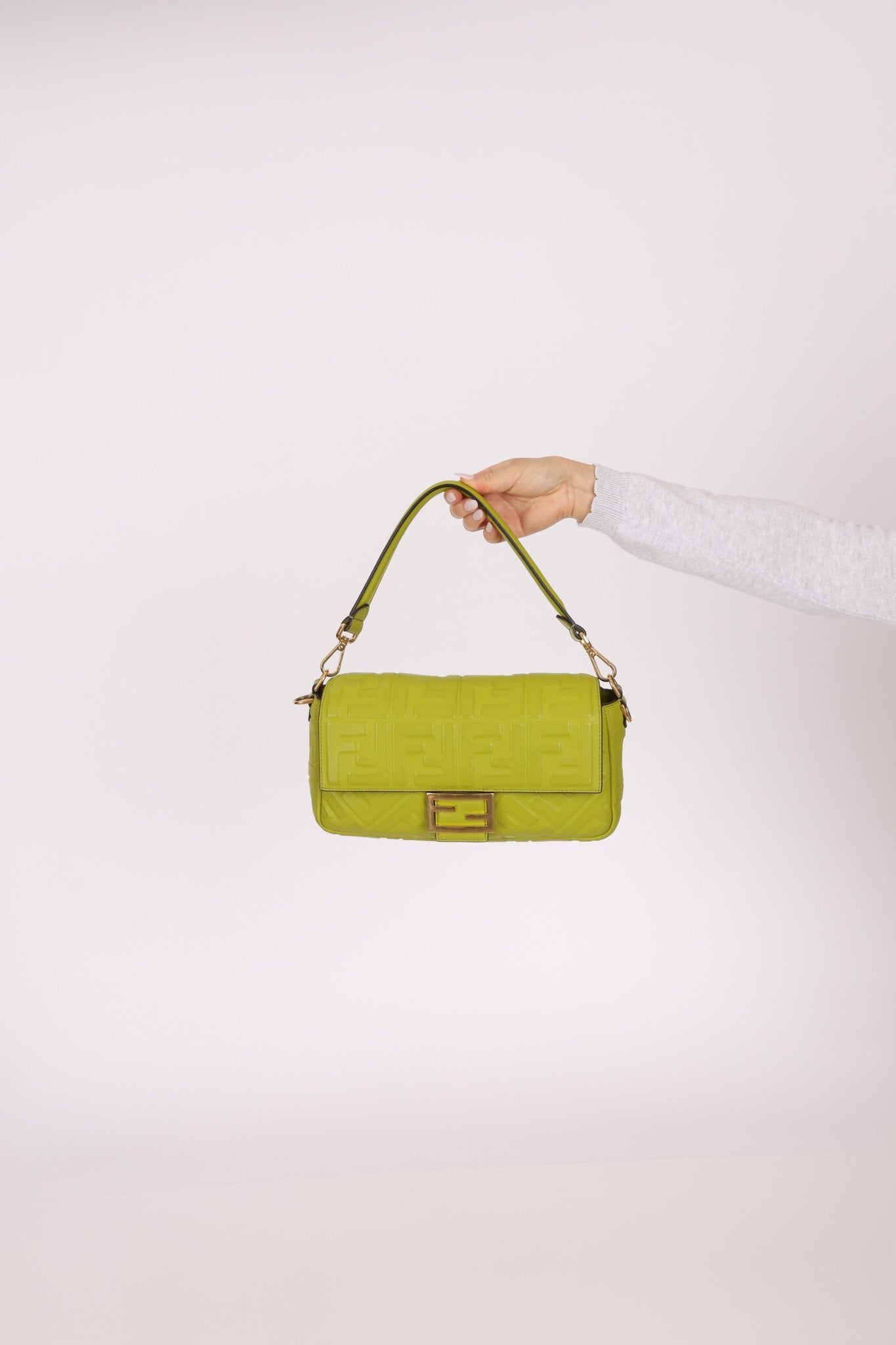 Fendi Lime Zucca 1974 Embossed Baguette - FashioNica