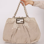 Fendi Linen Lace Chain Mia Tote - FashioNica