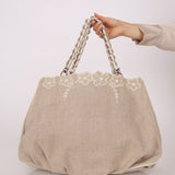Fendi Linen Lace Chain Mia Tote - FashioNica