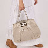 Fendi Linen Lace Chain Mia Tote - FashioNica