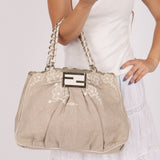Fendi Linen Lace Chain Mia Tote - FashioNica
