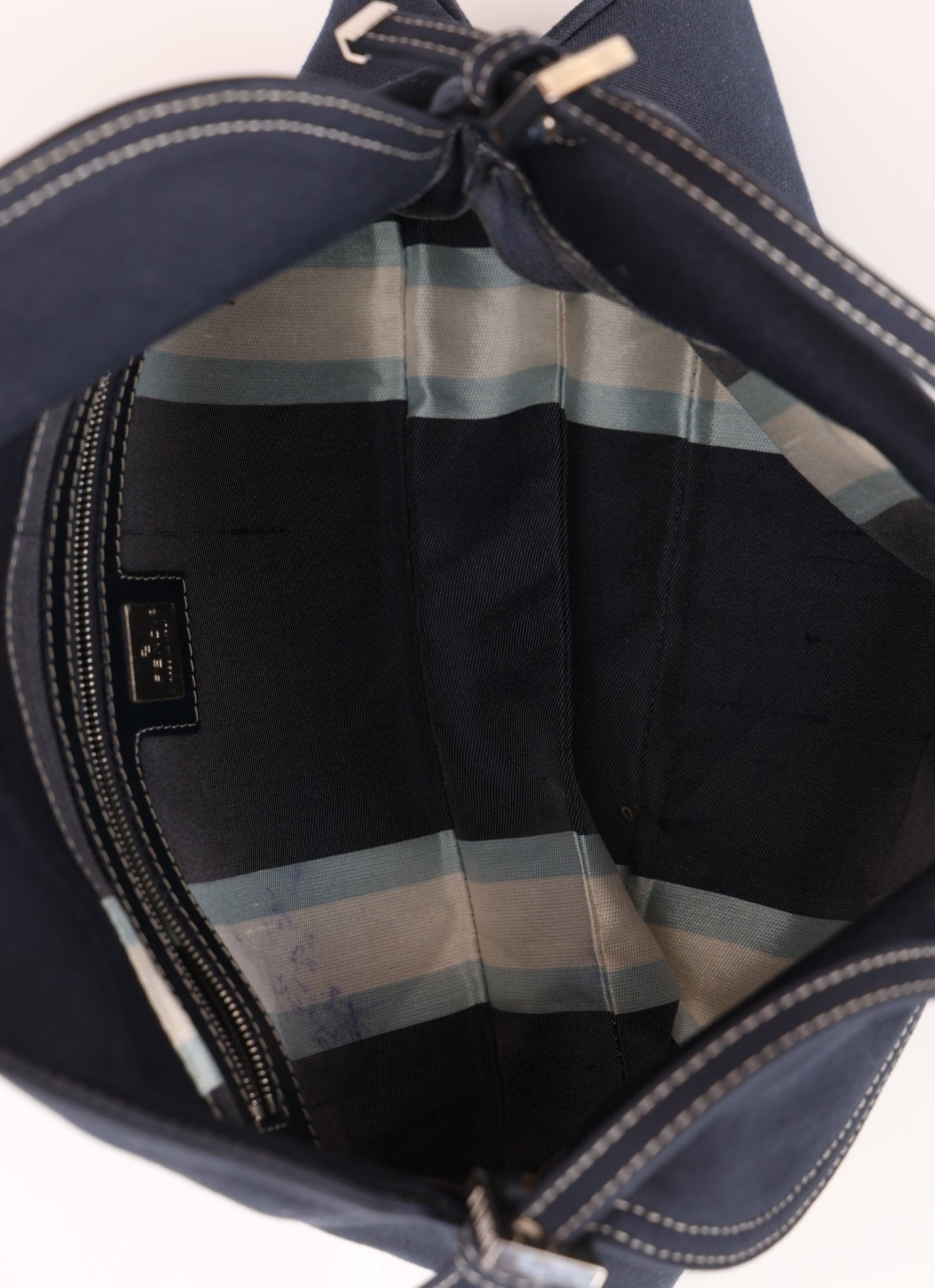 Fendi Marble Navy Canvas Baguette - FashioNica