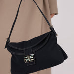 Fendi Marble Navy Canvas Baguette - FashioNica