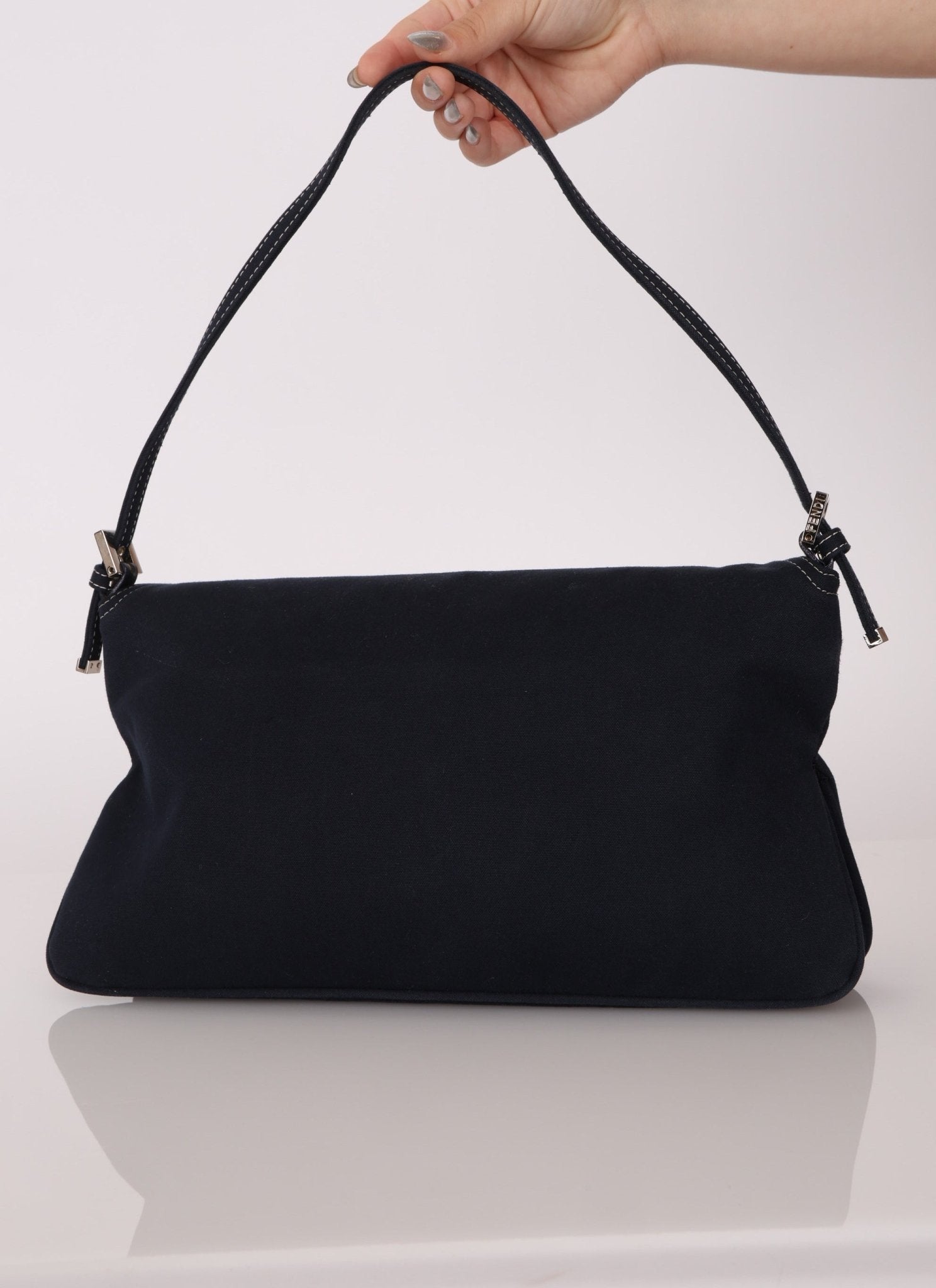 Fendi Marble Navy Canvas Baguette - FashioNica