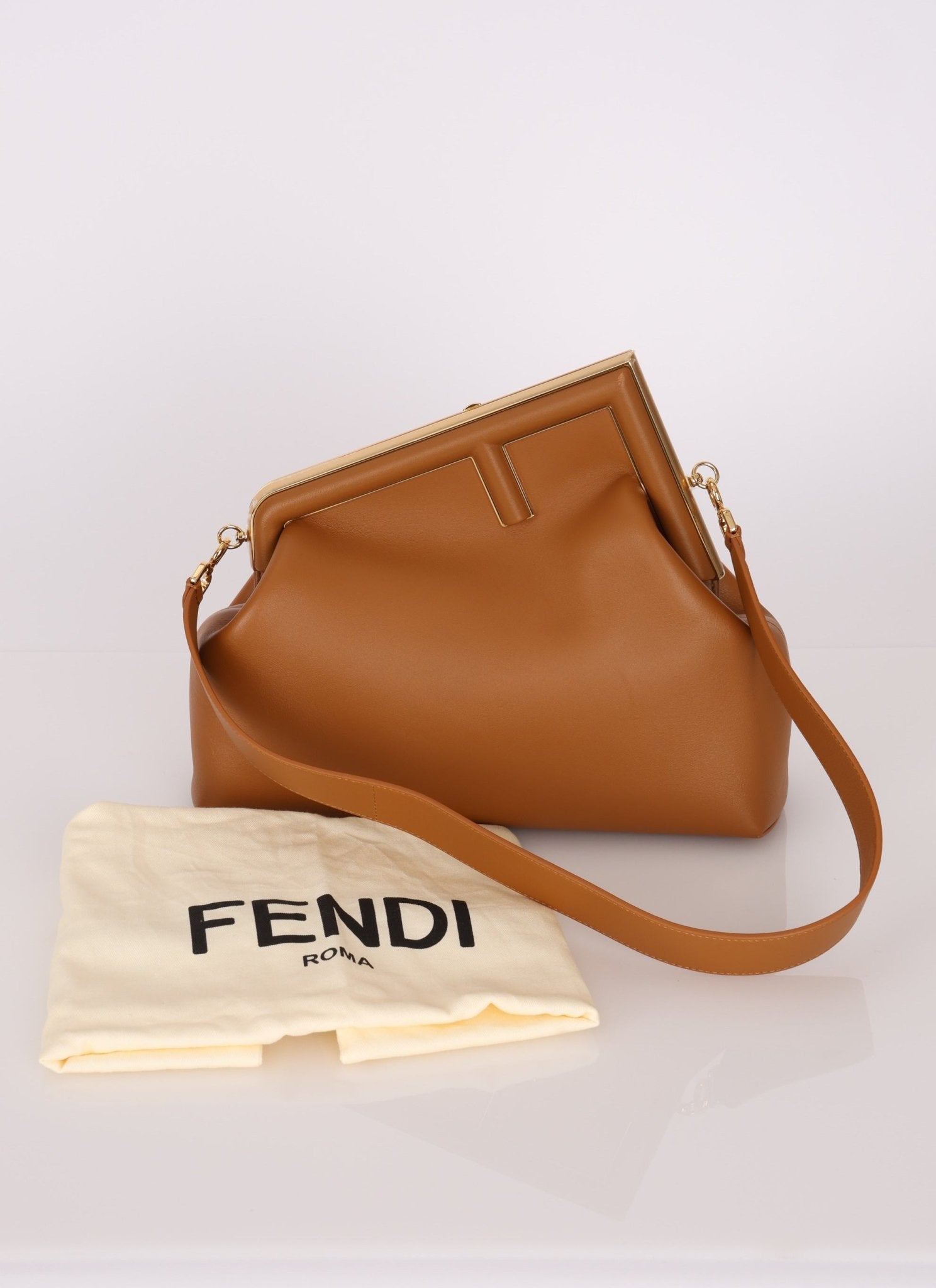 Fendi Medium Tan First Clutch - FashioNica