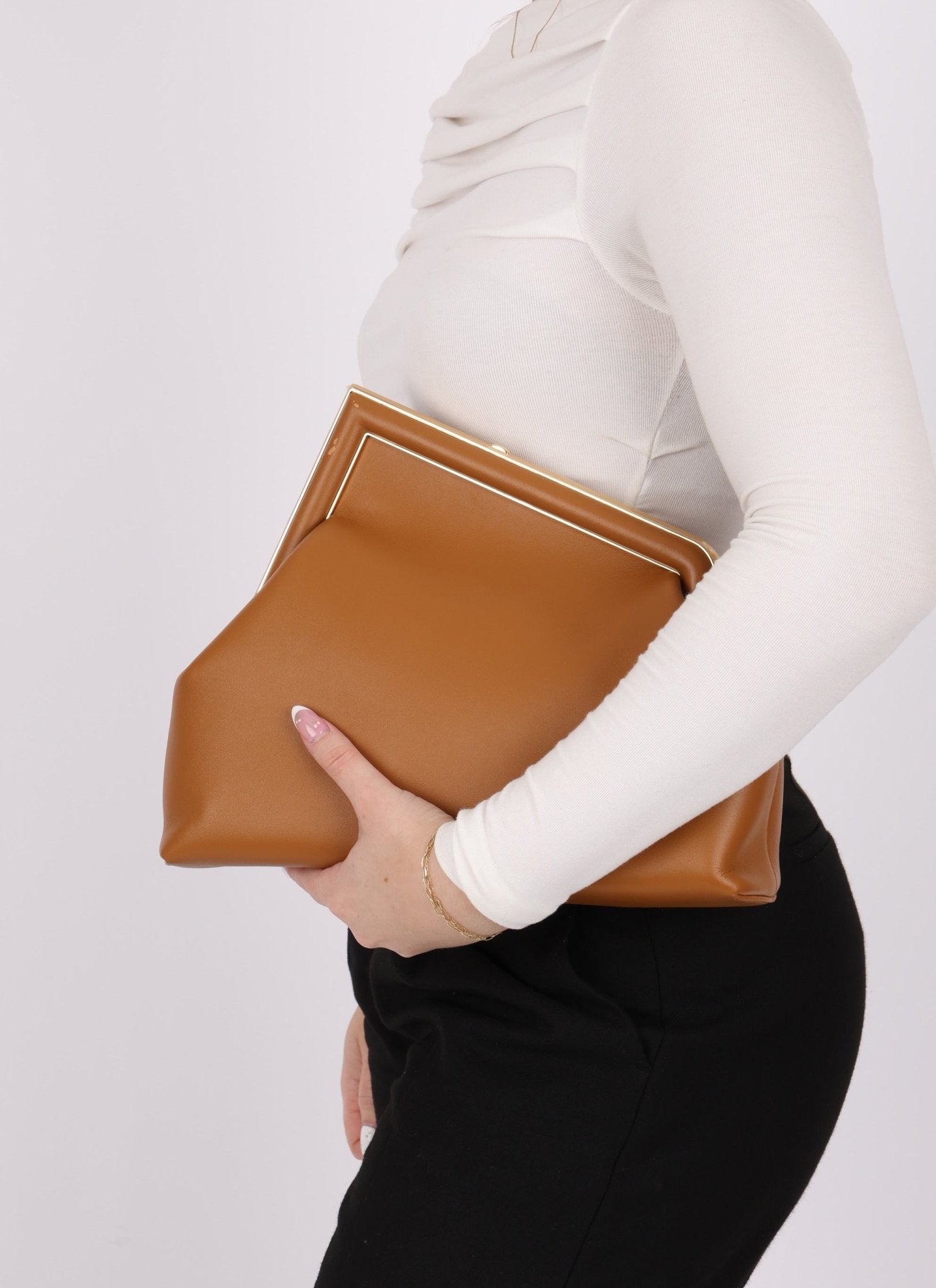 Fendi Medium Tan First Clutch - FashioNica