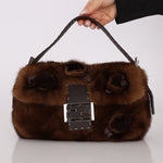 Fendi Mink Selleria Flower Motif Baguette - FashioNica