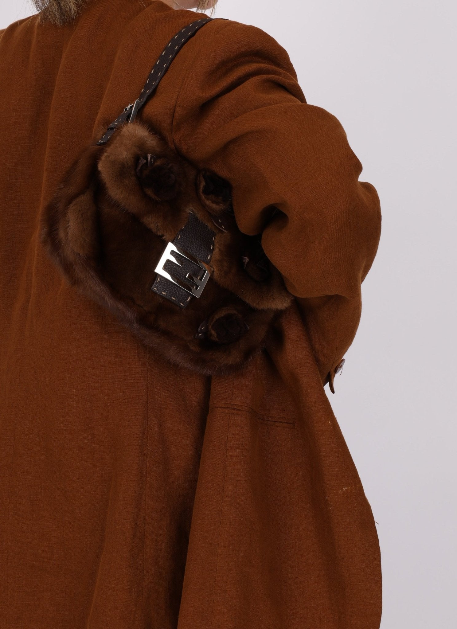 Fendi Mink Selleria Flower Motif Baguette - FashioNica