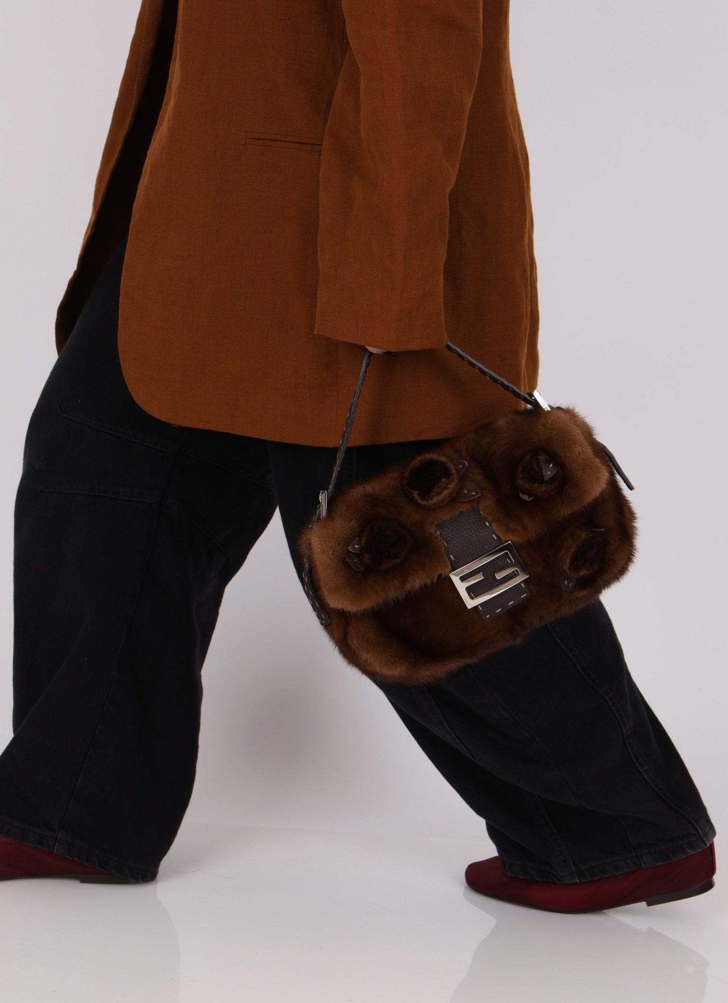 Fendi Mink Selleria Flower Motif Baguette - FashioNica