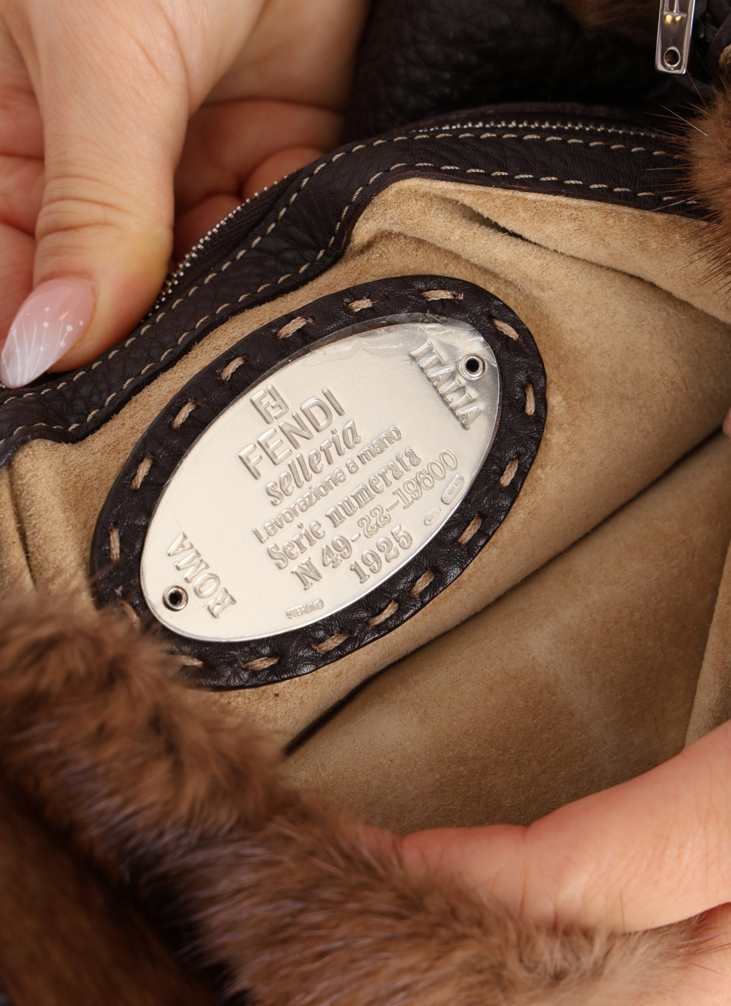 Fendi Mink Selleria Flower Motif Baguette - FashioNica