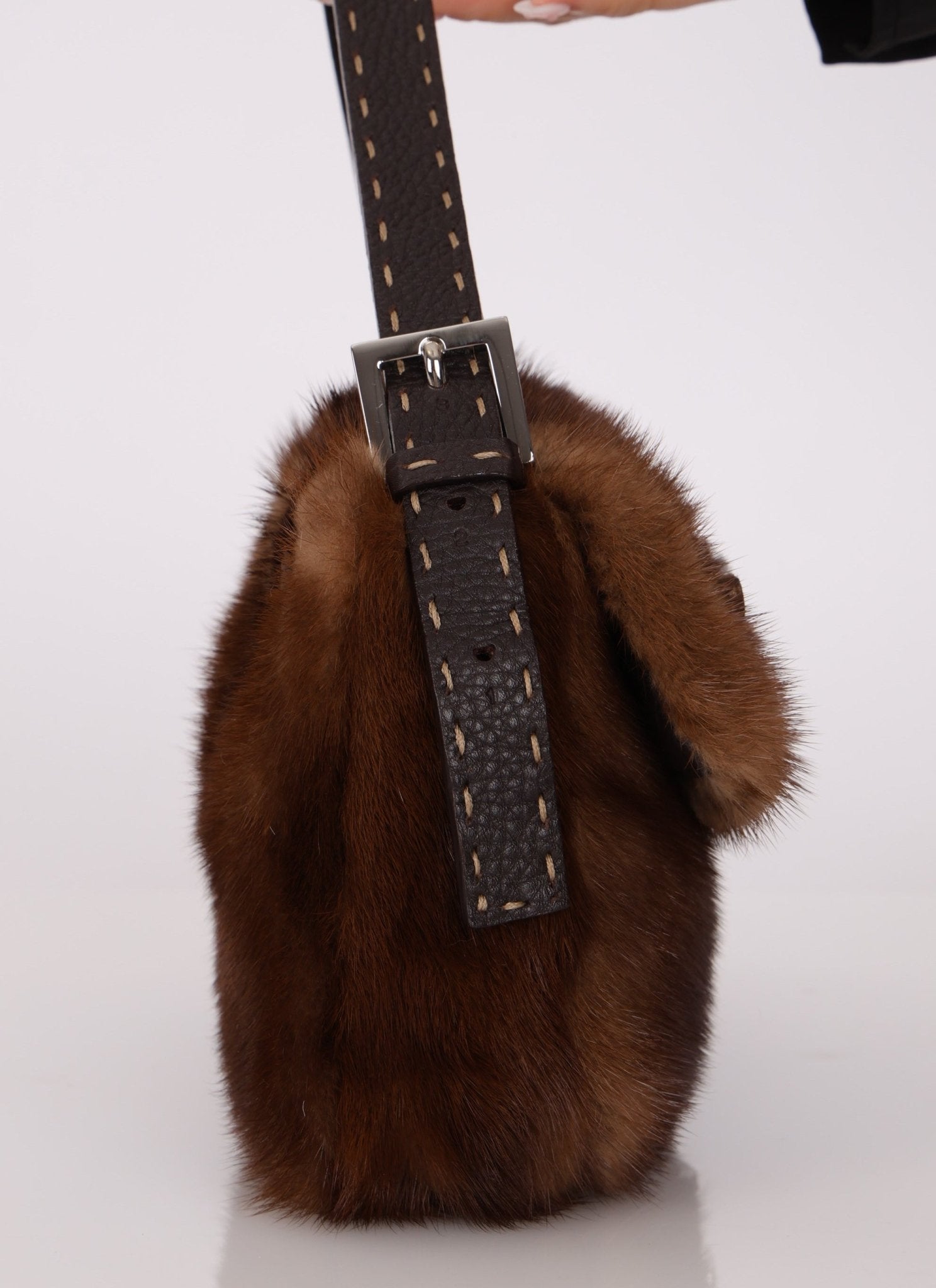 Fendi Mink Selleria Flower Motif Baguette - FashioNica