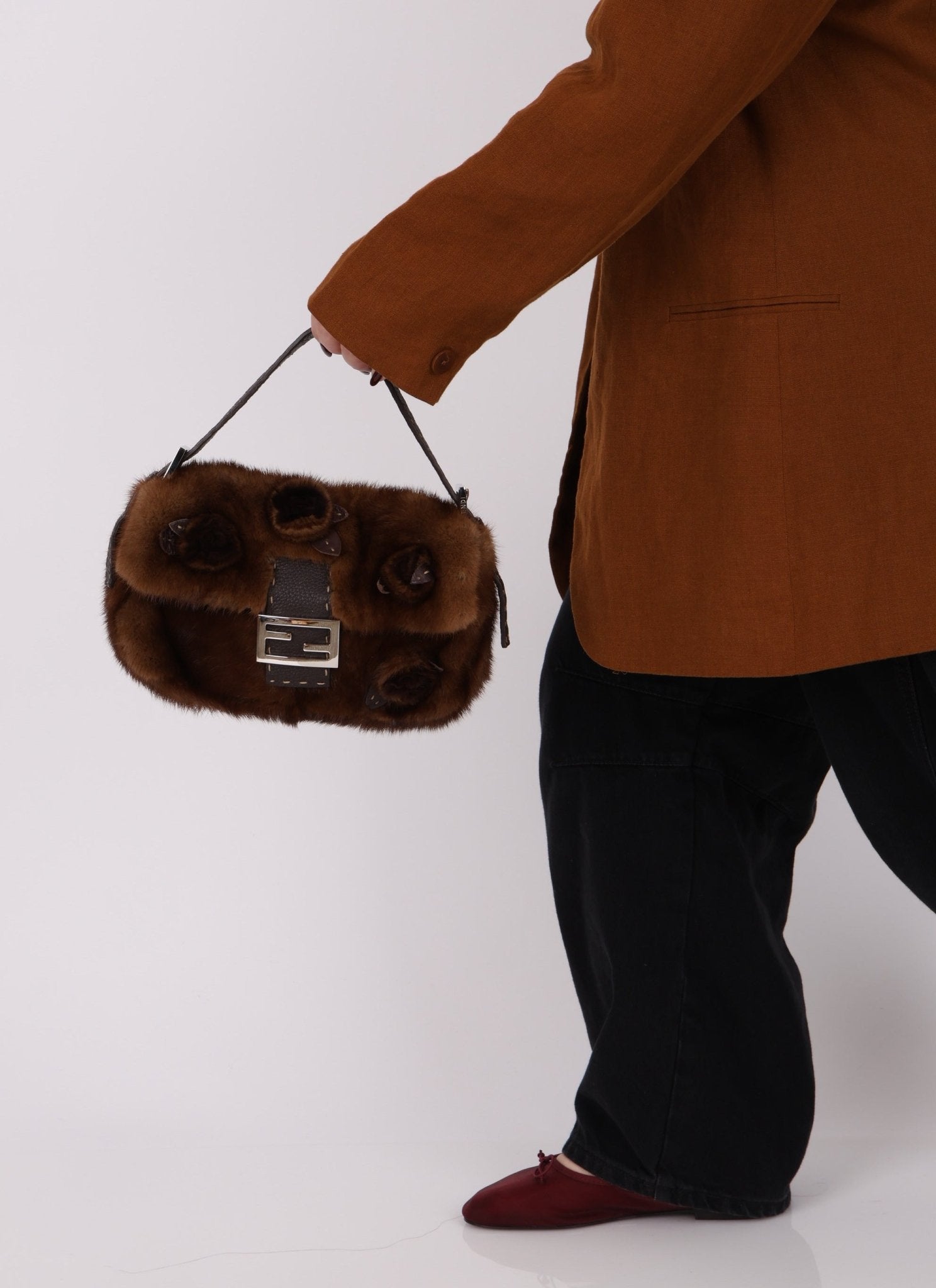 Fendi Mink Selleria Flower Motif Baguette - FashioNica