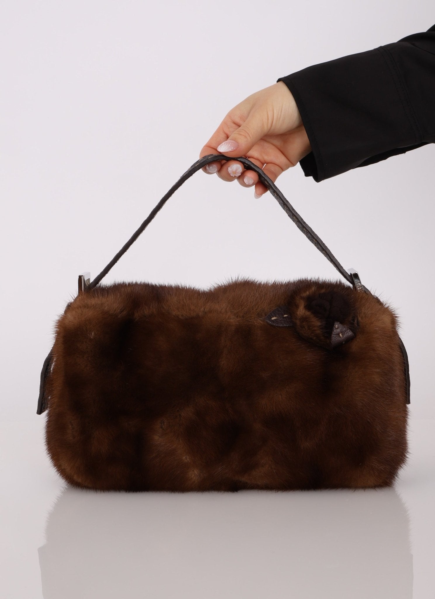 Fendi Mink Selleria Flower Motif Baguette - FashioNica