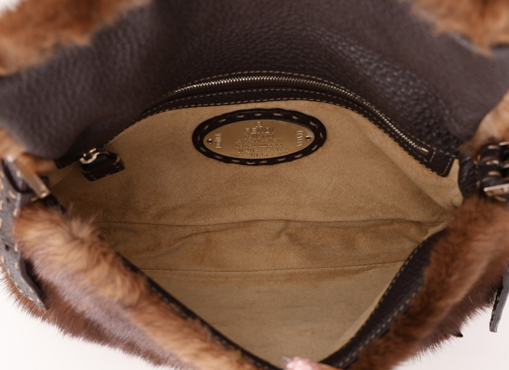 Fendi Mink Selleria Flower Motif Baguette - FashioNica