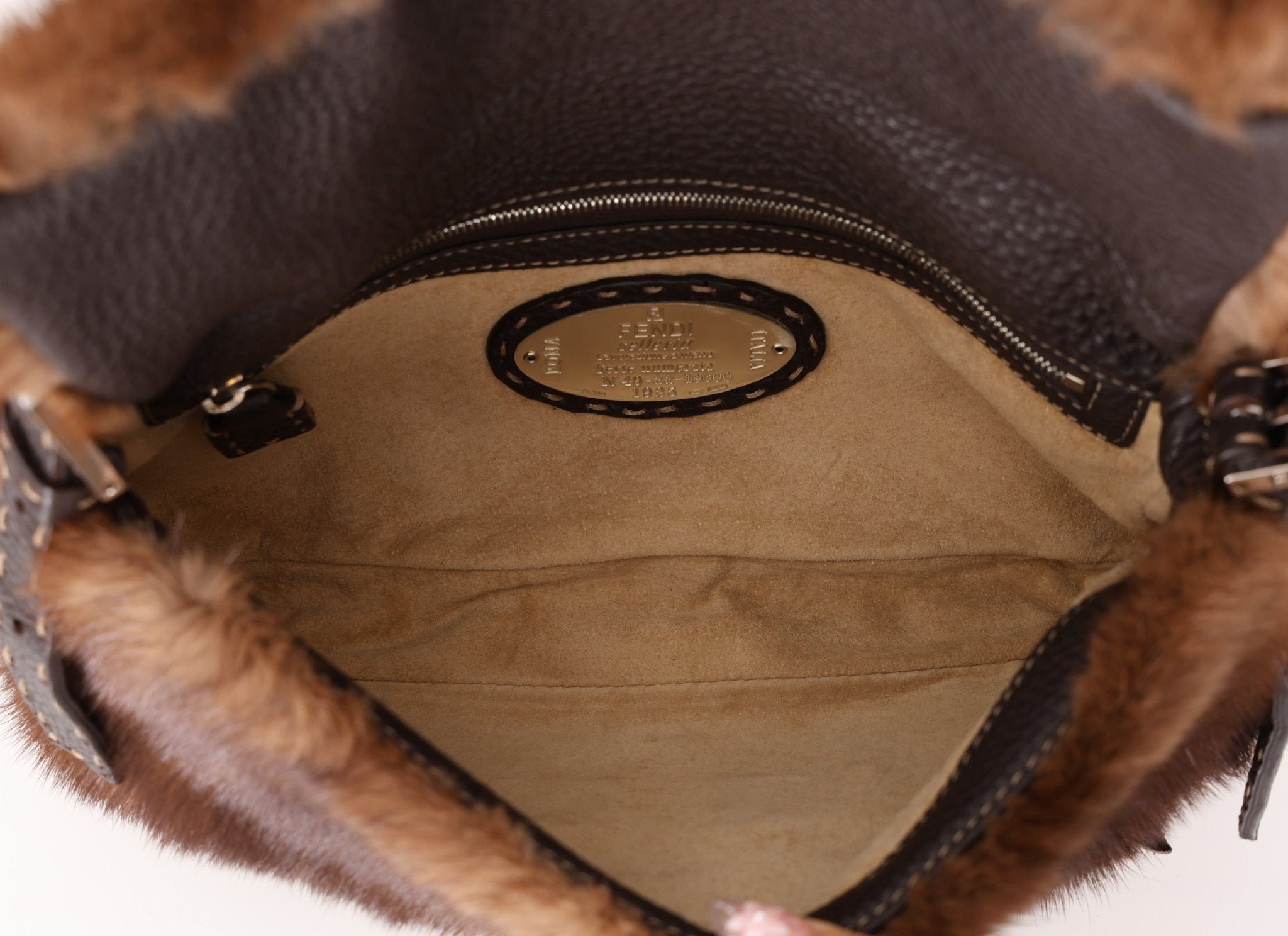 Fendi Mink Selleria Flower Motif Baguette - FashioNica