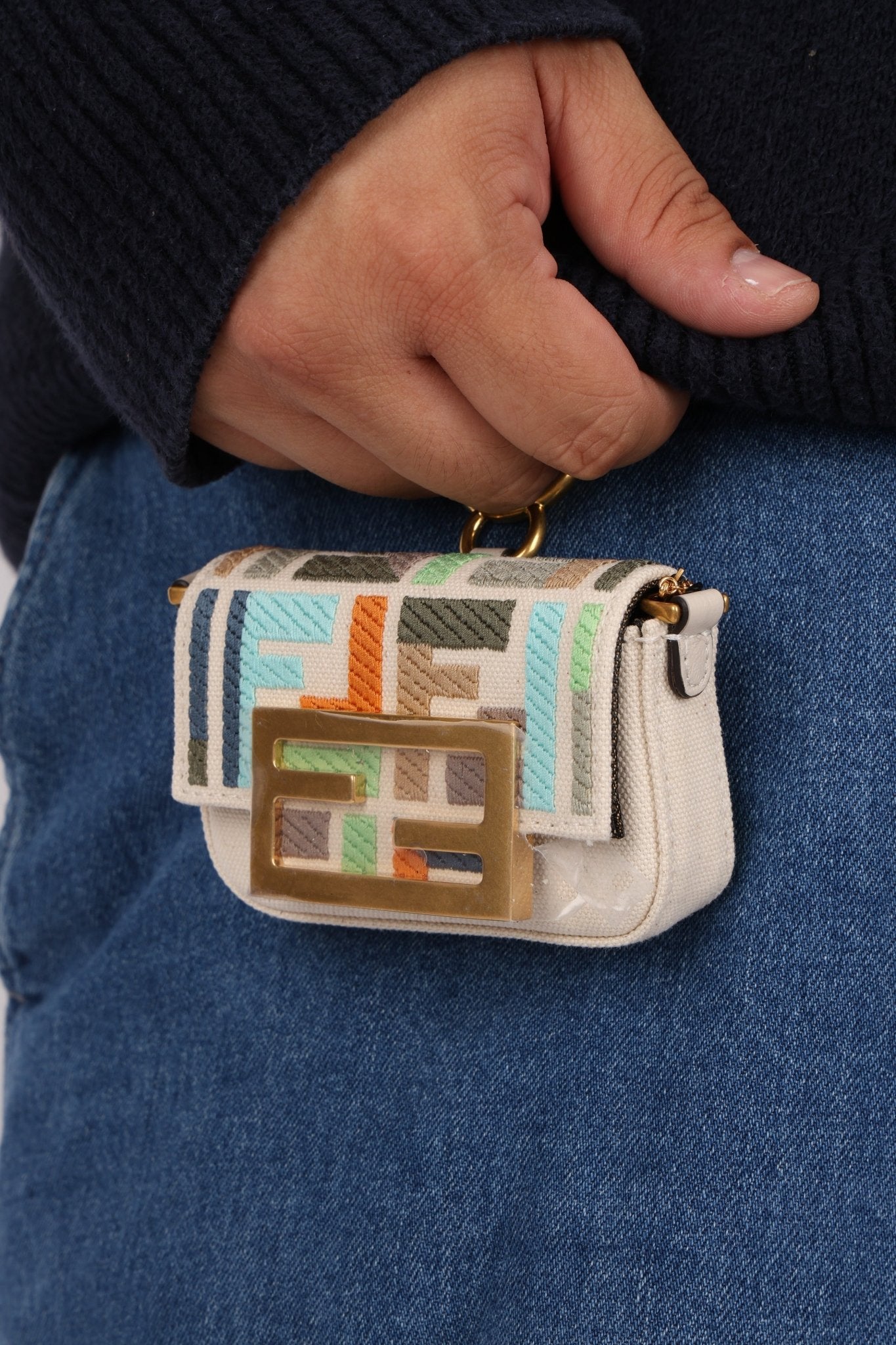 Fendi Multicolor Zucca Canvas Nano Baguette - FashioNica