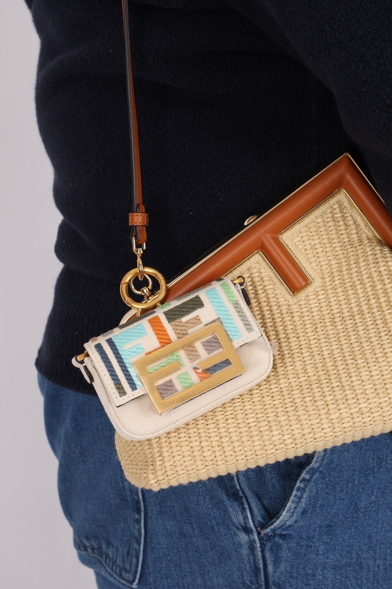 Fendi Multicolor Zucca Canvas Nano Baguette - FashioNica