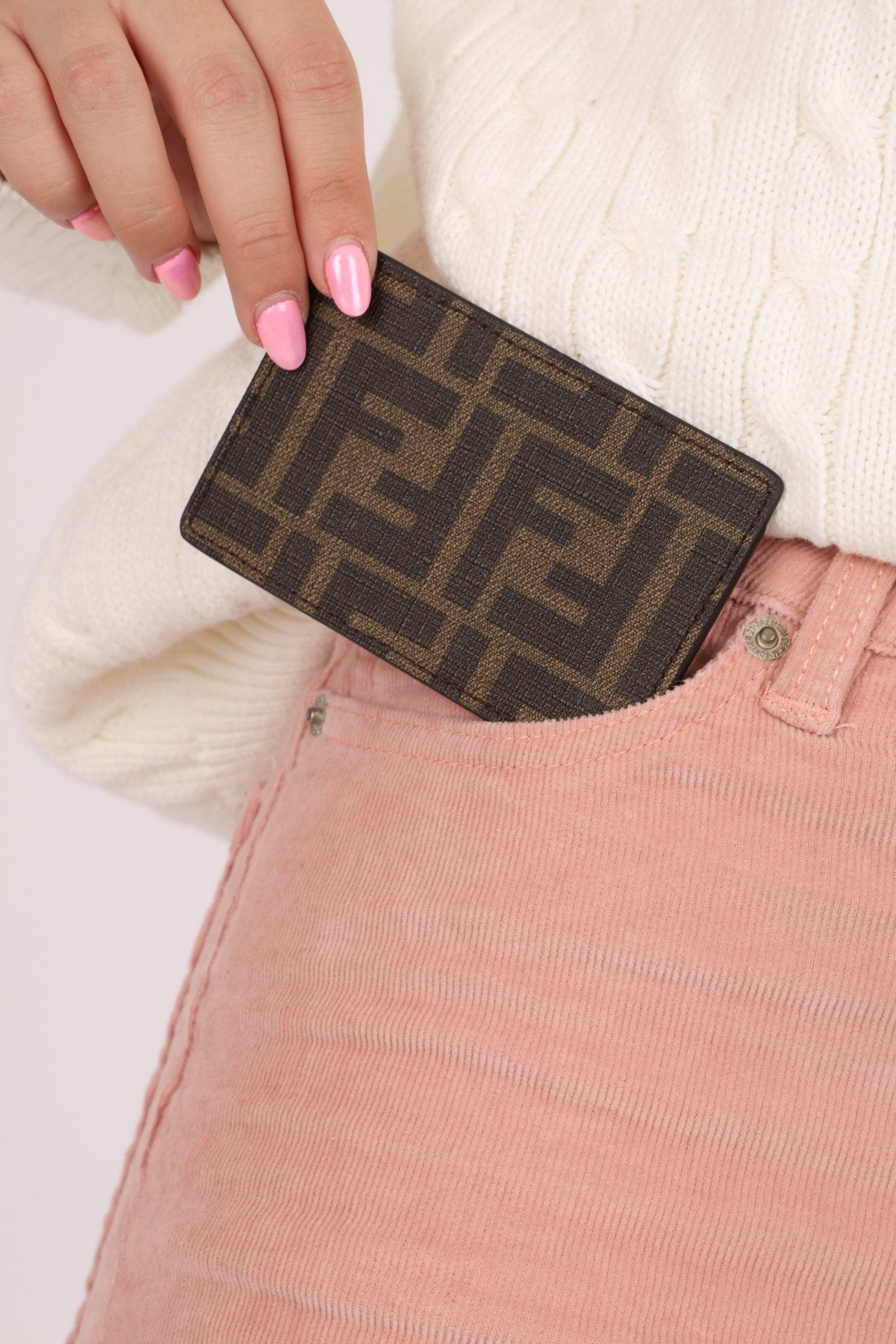 Fendi Nappa Dual Sided Zucca Card Holder - FashioNica