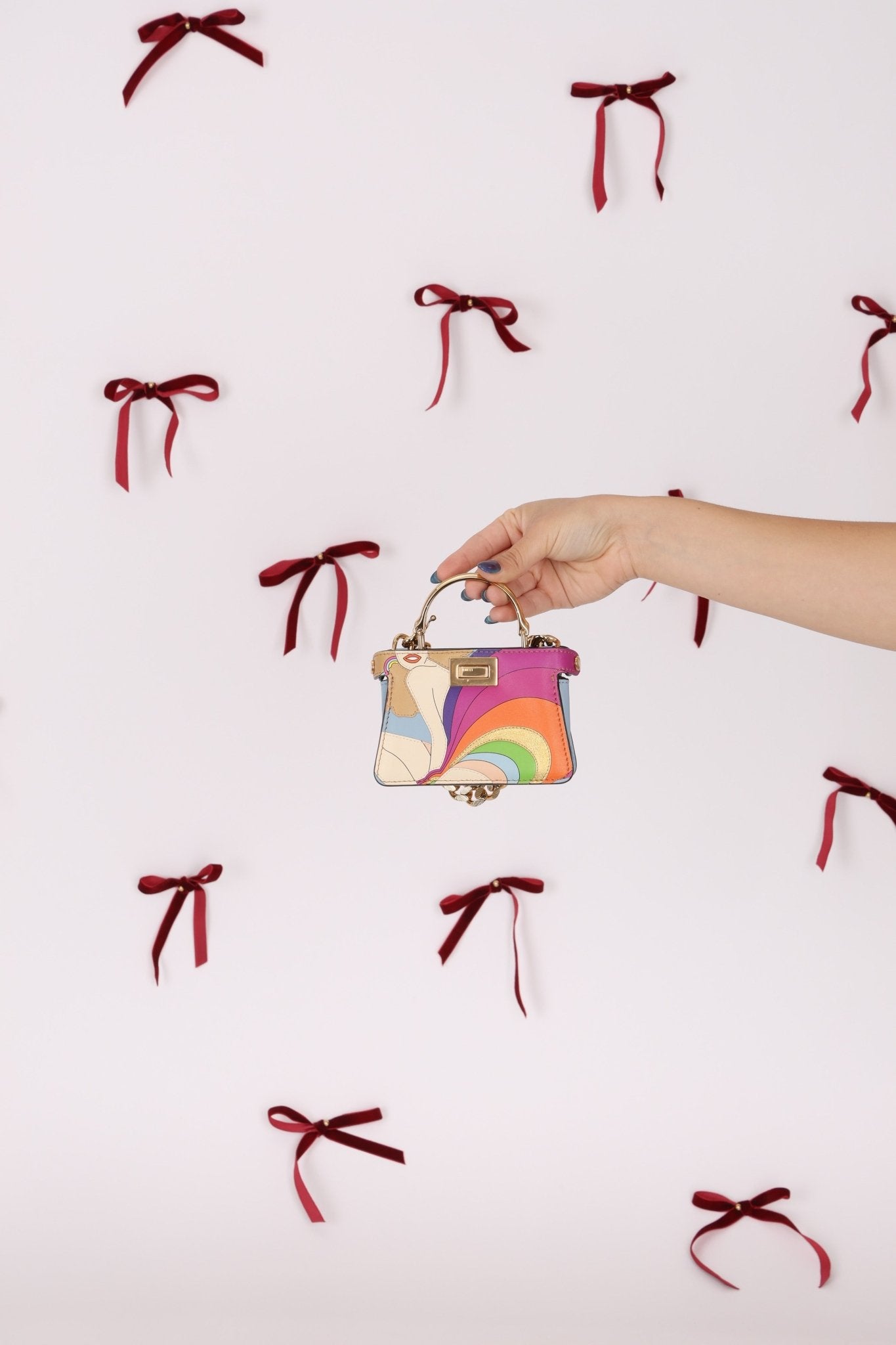 Fendi Nappa Rainbow Inlay Nano Peekaboo - FashioNica