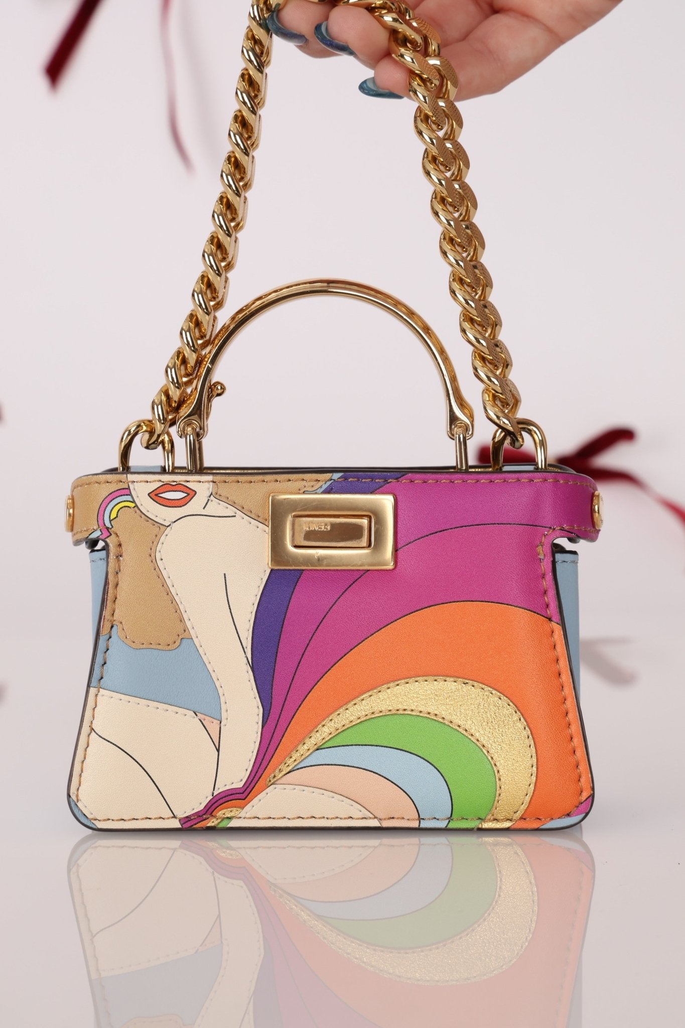 Fendi Nappa Rainbow Inlay Nano Peekaboo - FashioNica