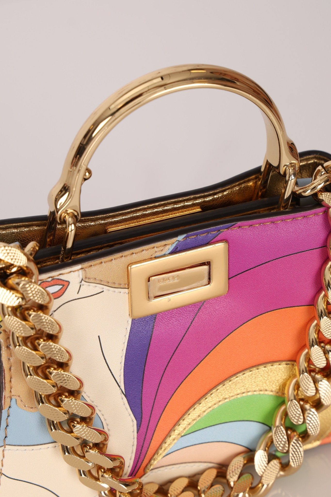 Fendi Nappa Rainbow Inlay Nano Peekaboo - FashioNica