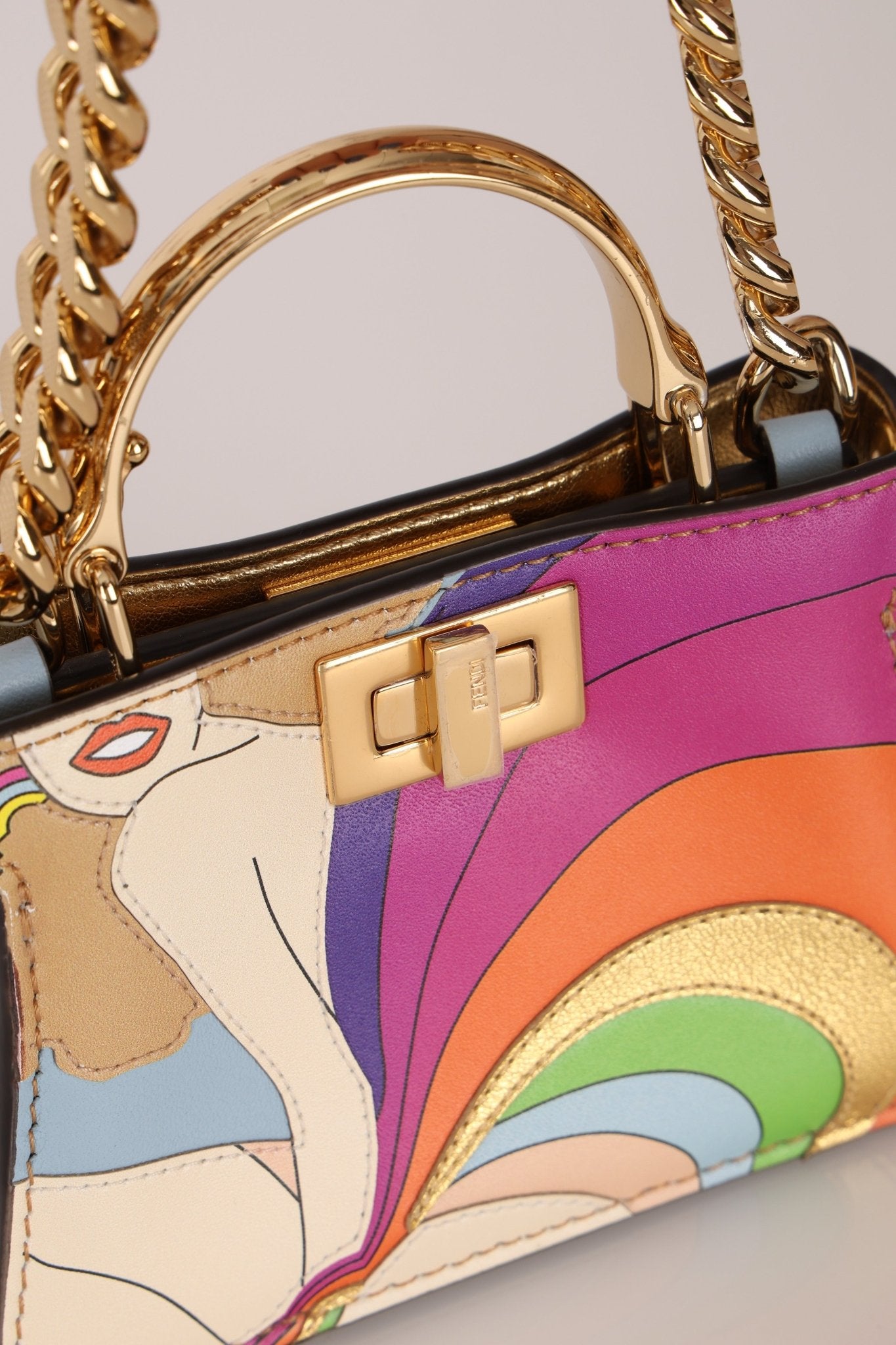 Fendi Nappa Rainbow Inlay Nano Peekaboo - FashioNica