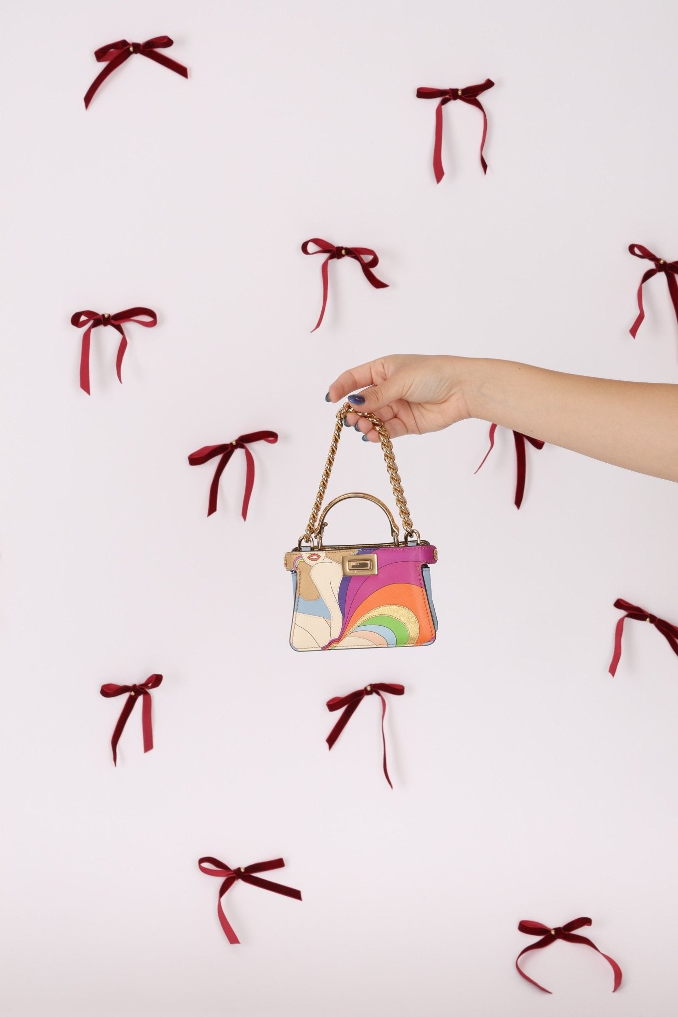 Fendi Nappa Rainbow Inlay Nano Peekaboo - FashioNica