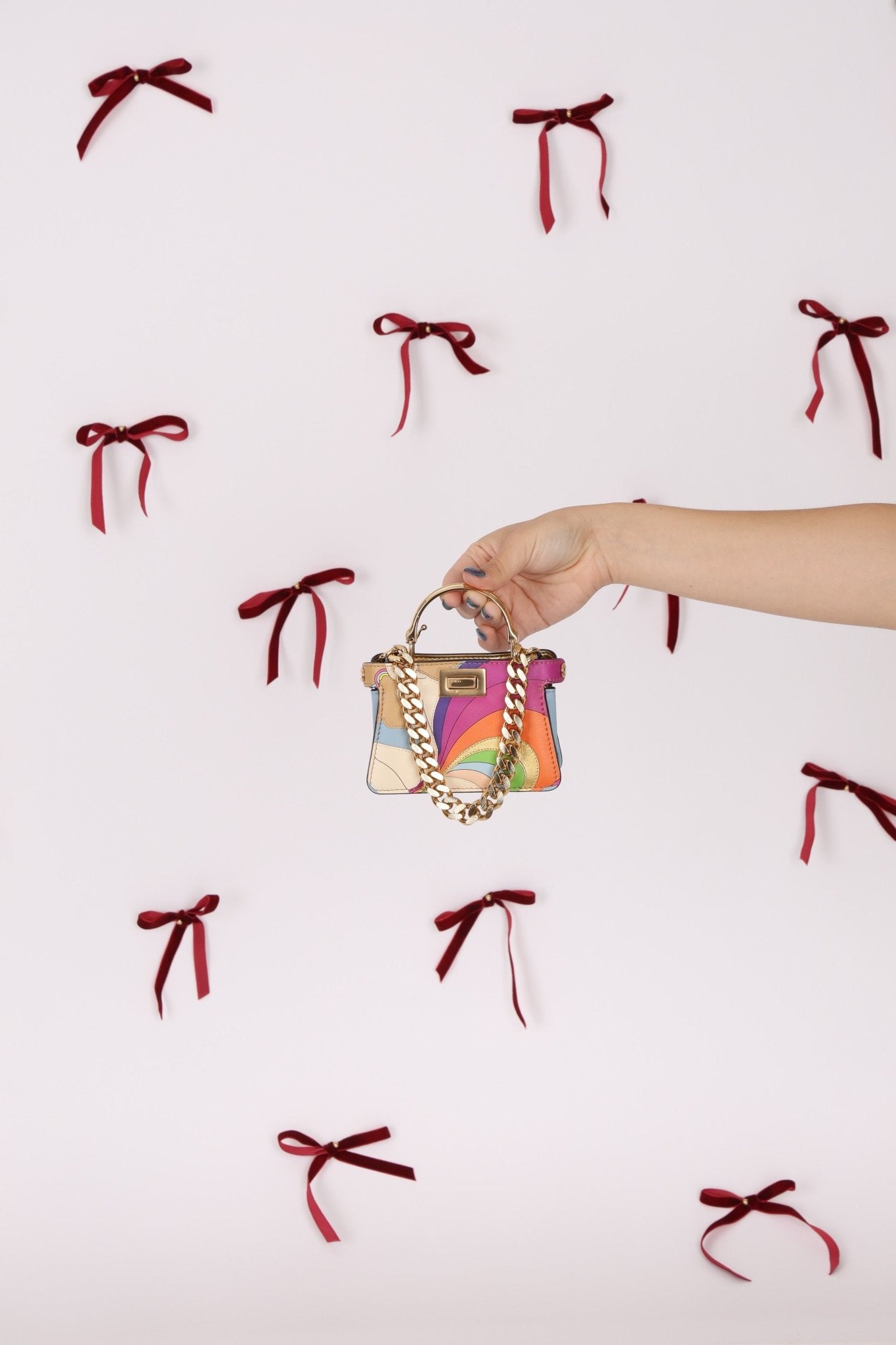 Fendi Nappa Rainbow Inlay Nano Peekaboo - FashioNica