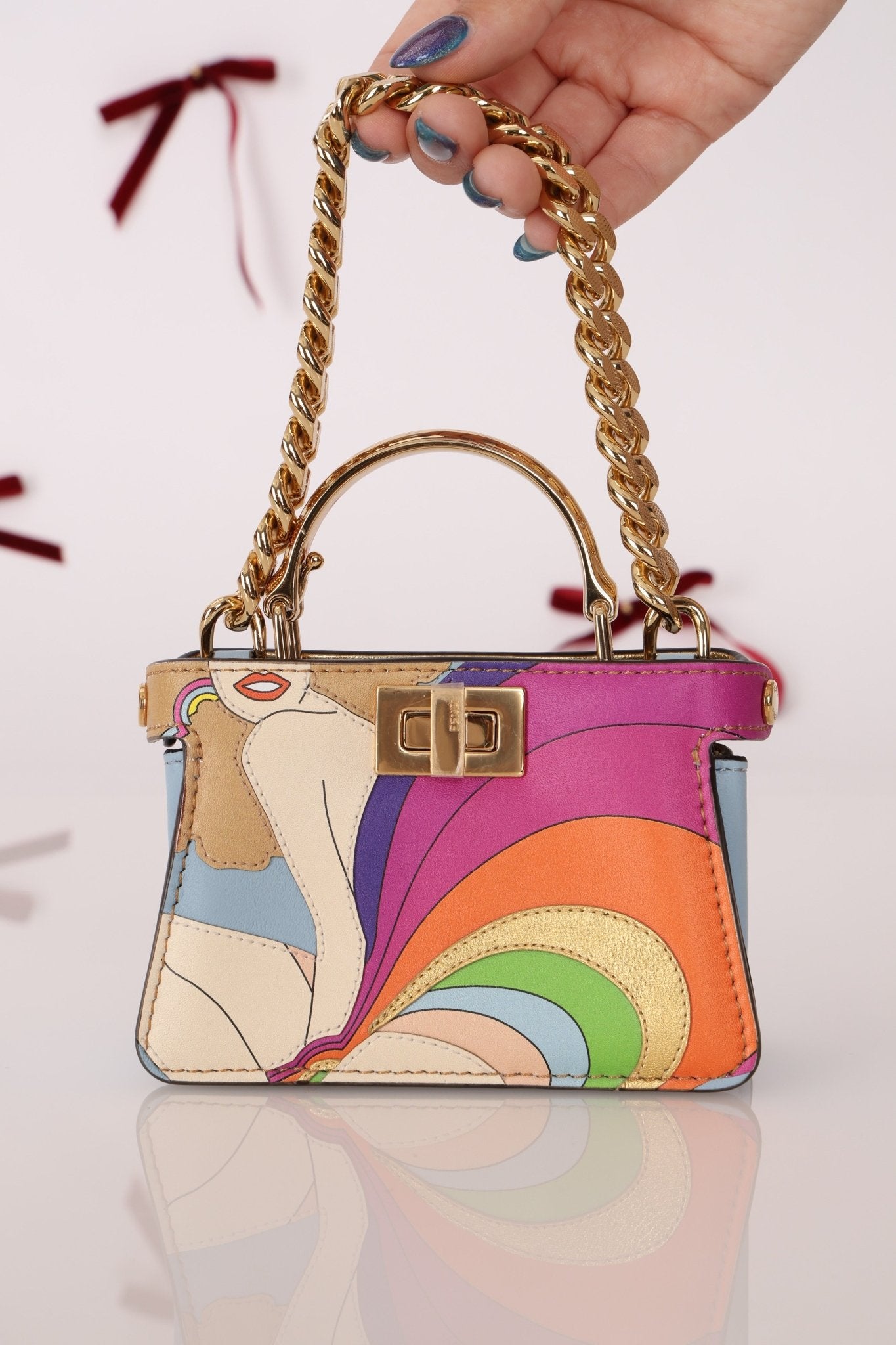 Fendi Nappa Rainbow Inlay Nano Peekaboo - FashioNica