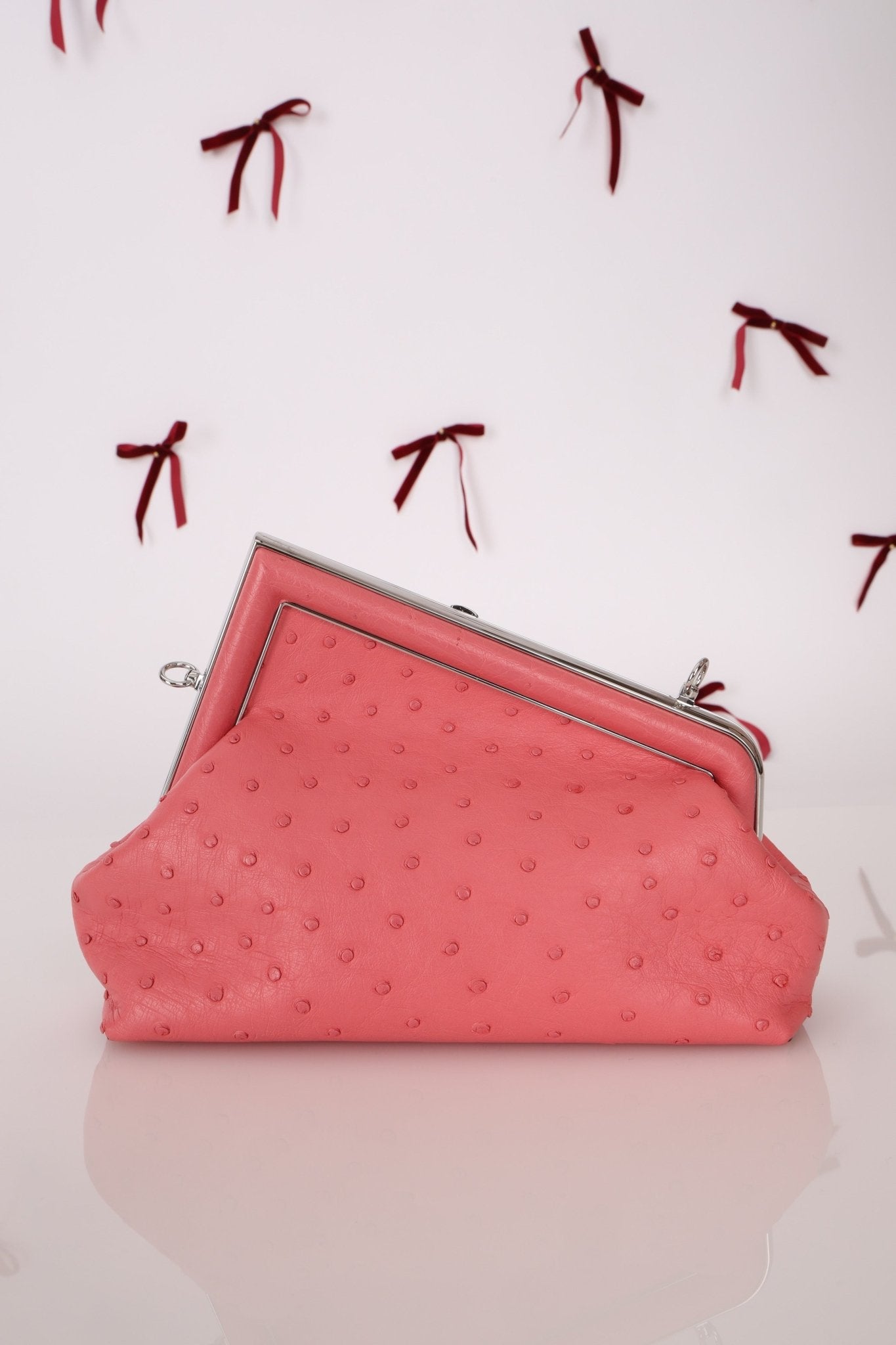 Fendi Ostrich First Clutch with Strap - FashioNica
