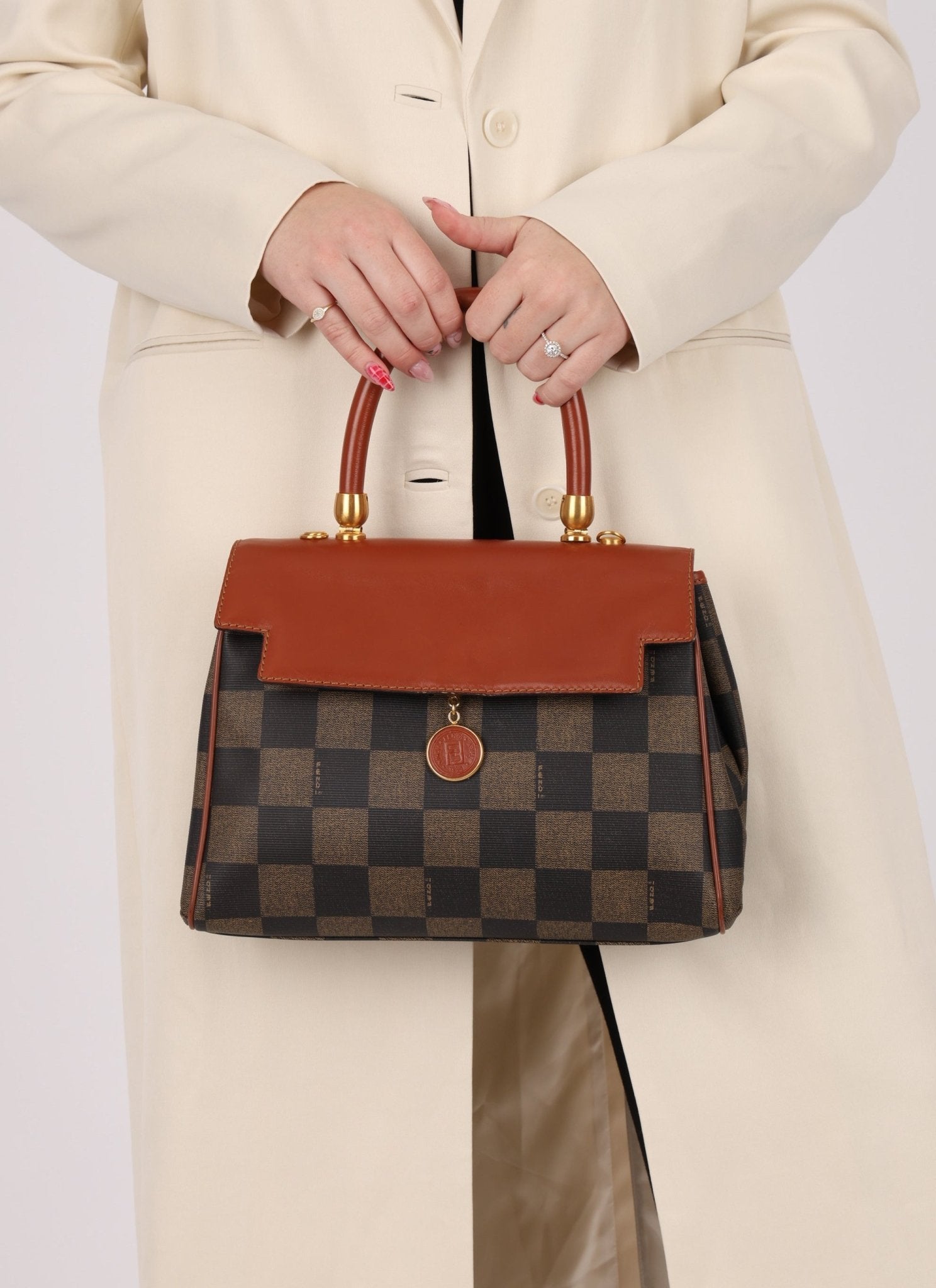 Fendi Pequin Checkered Kelly Top Handle - FashioNica