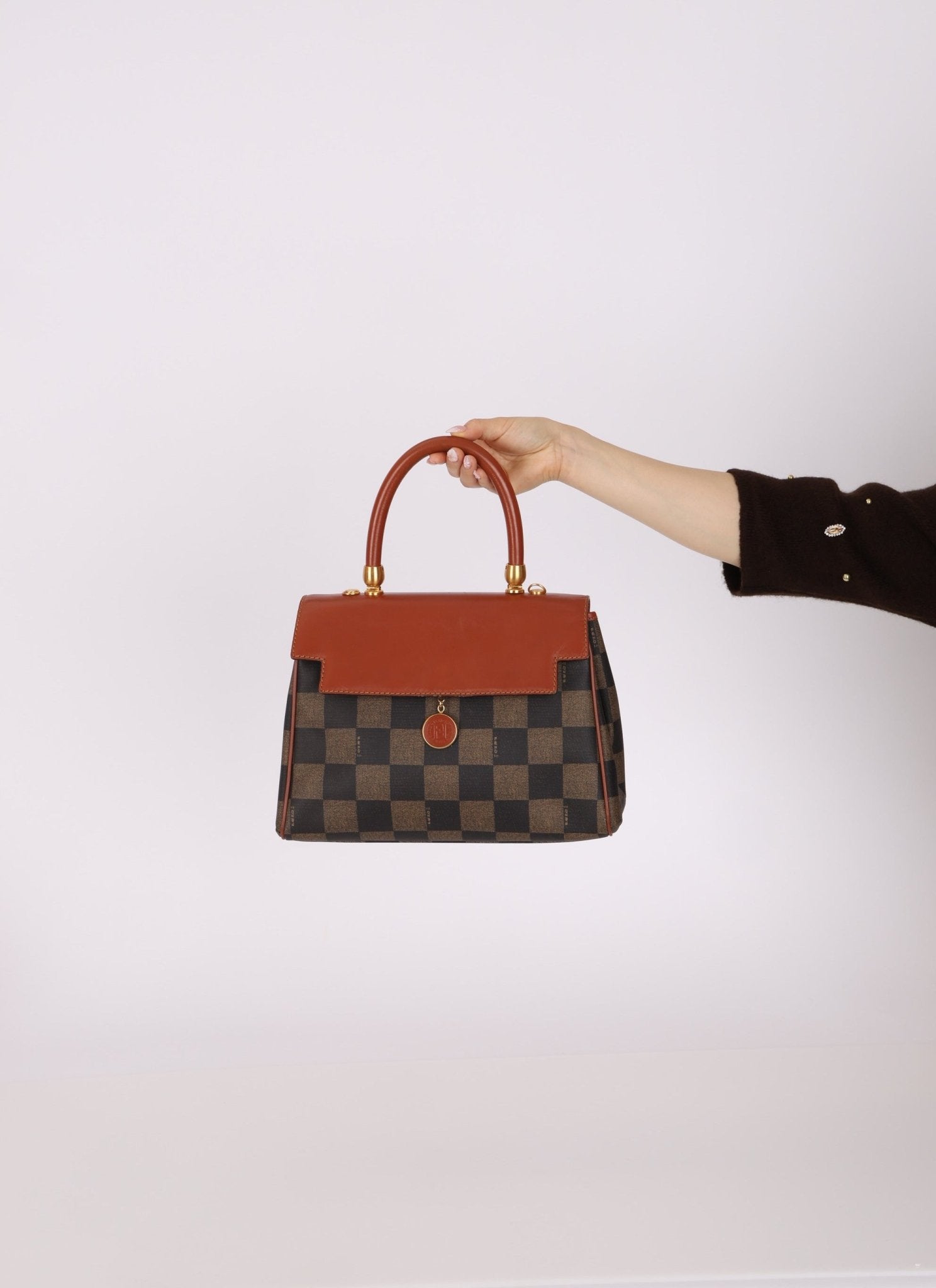 Fendi Pequin Checkered Kelly Top Handle - FashioNica