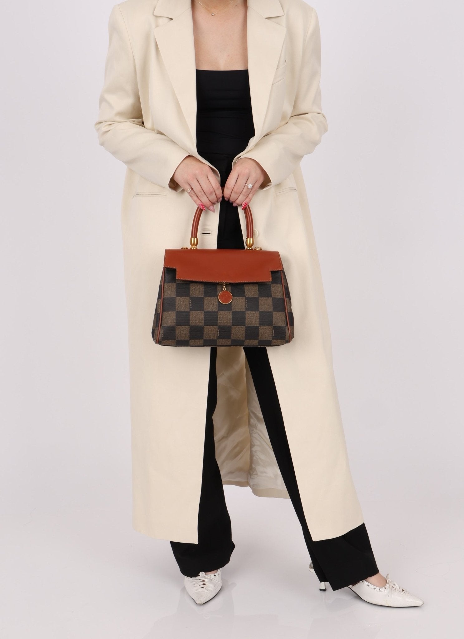 Fendi Pequin Checkered Kelly Top Handle - FashioNica