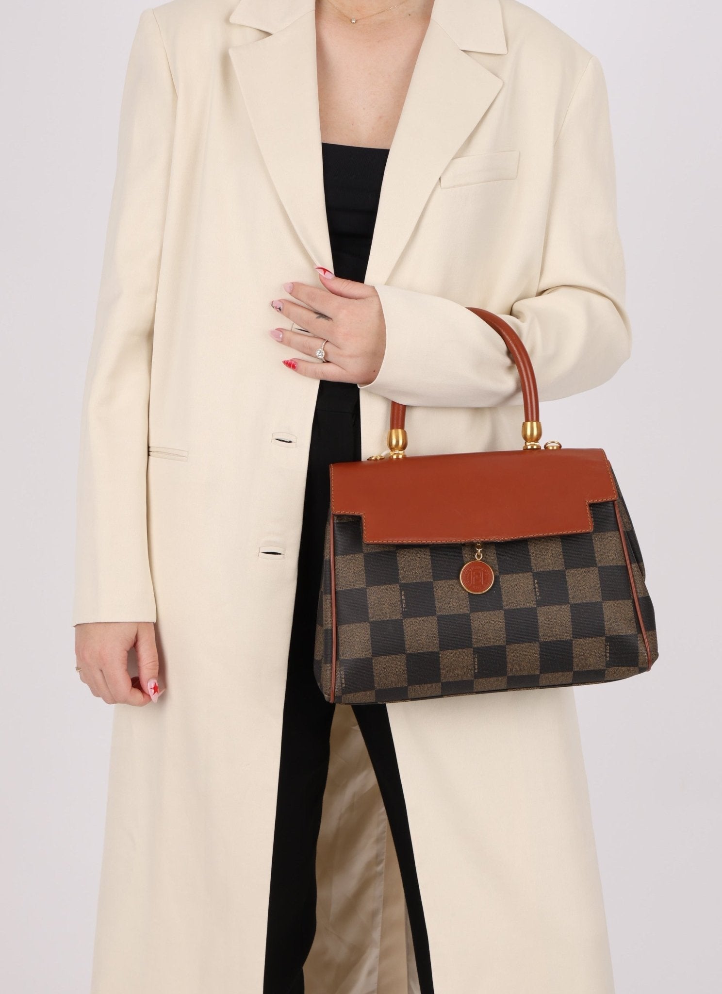 Fendi Pequin Checkered Kelly Top Handle - FashioNica