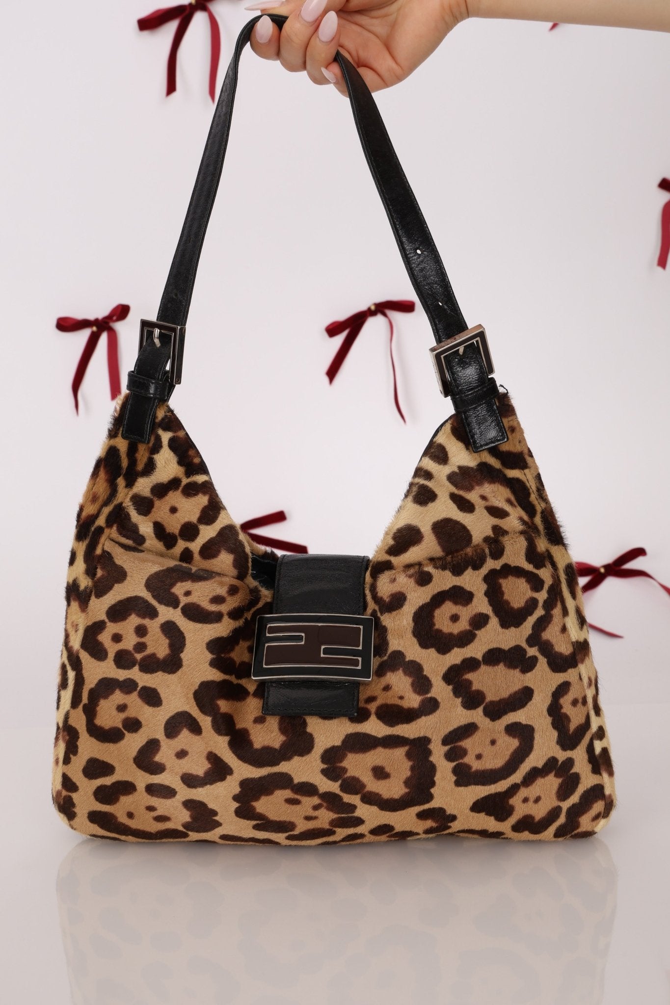 Fendi Ponyhair Jaguar Print Shoulder Bag - FashioNica