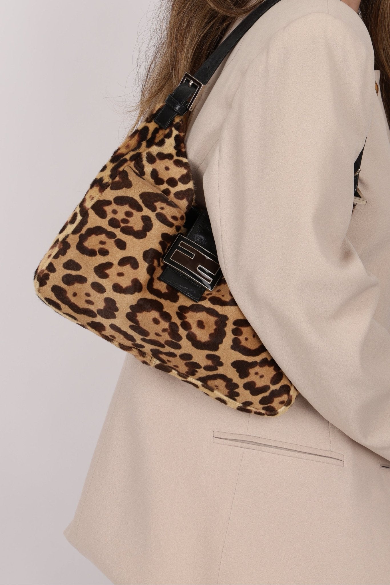 Fendi Ponyhair Jaguar Print Shoulder Bag - FashioNica