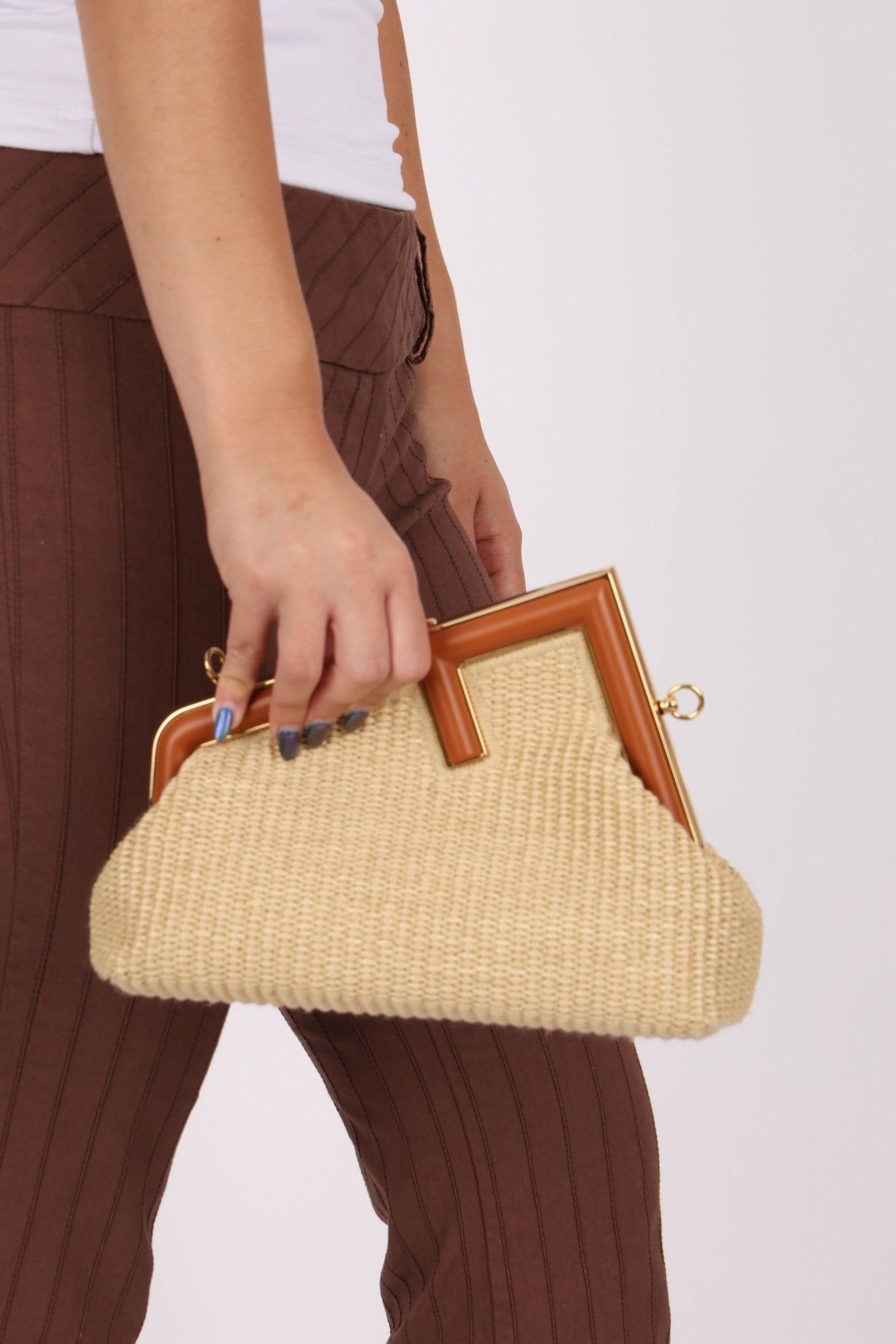 Fendi Raffia Small First Clutch - FashioNica