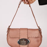 Fendi Rose Gold Selleria Emblem Shoulder Bag - FashioNica
