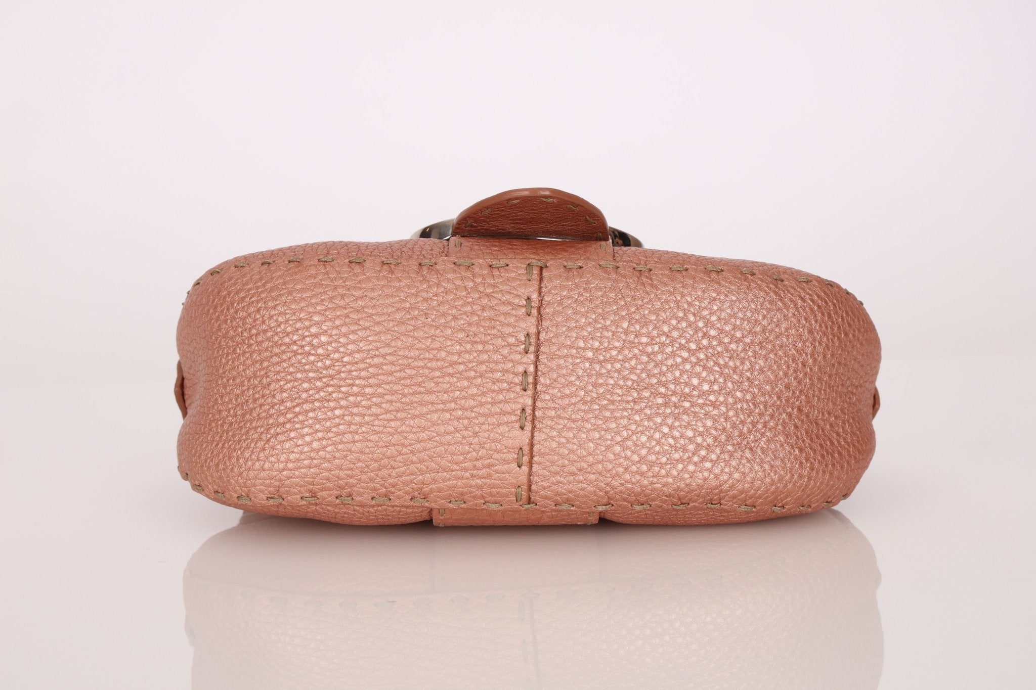 Fendi Rose Gold Selleria Emblem Shoulder Bag - FashioNica