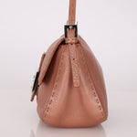 Fendi Rosegold Leather Selleria Mini Mama Baguette - FashioNica
