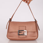 Fendi Rosegold Leather Selleria Mini Mama Baguette - FashioNica