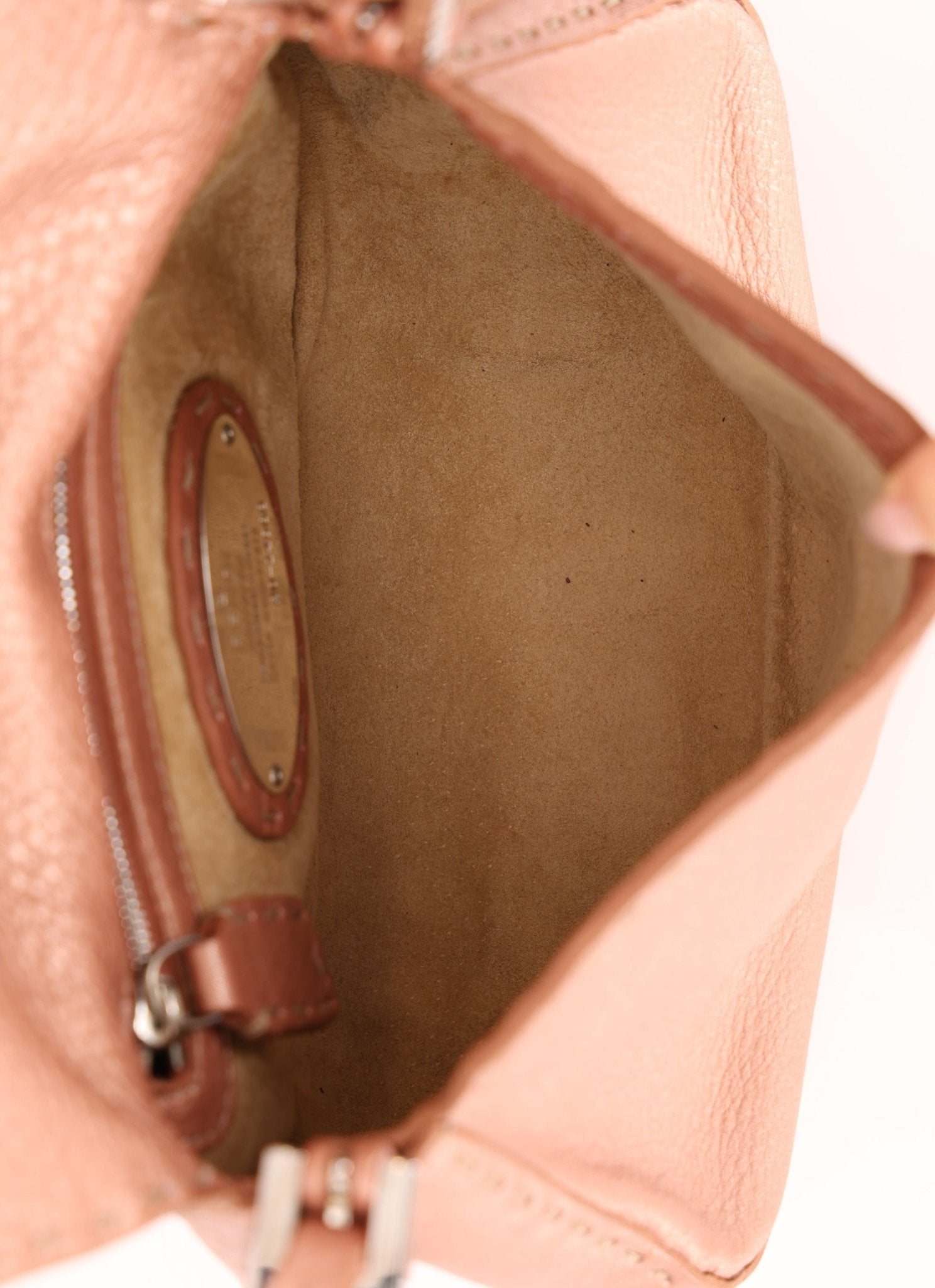 Fendi Rosegold Leather Selleria Mini Mama Baguette - FashioNica