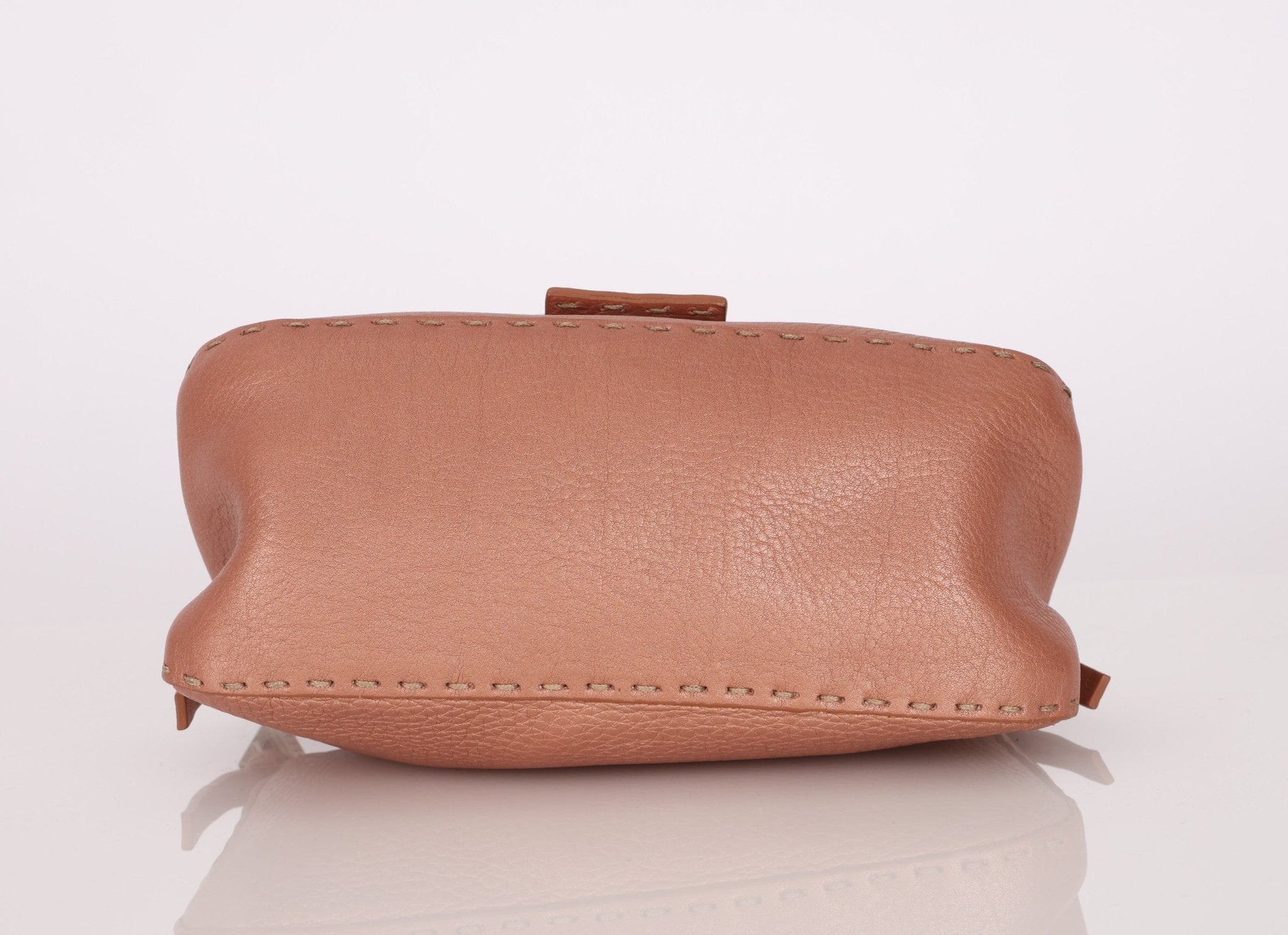 Fendi Rosegold Leather Selleria Mini Mama Baguette - FashioNica