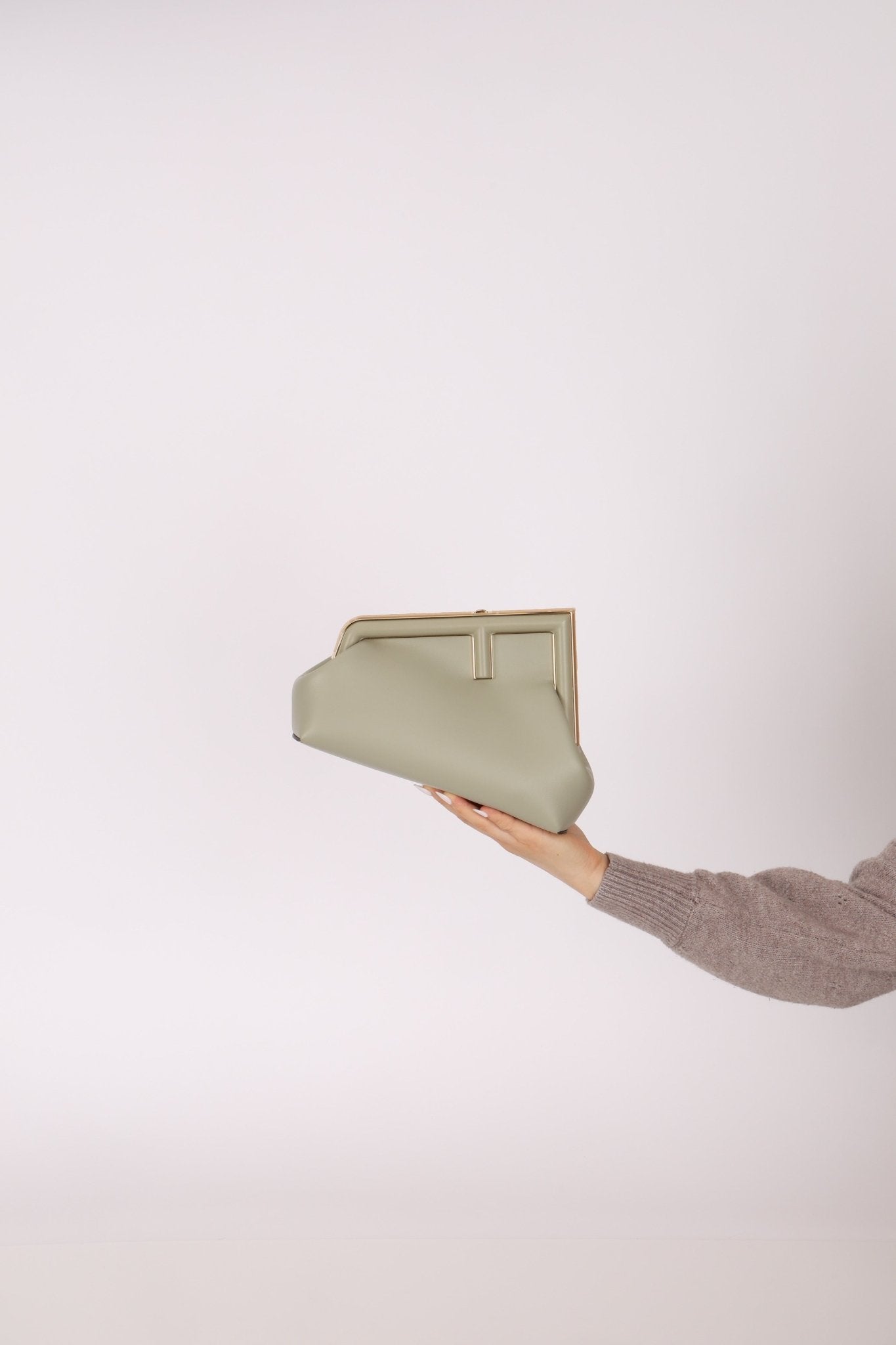 Fendi Sage Nappa Small First Clutch with Strap - FashioNica