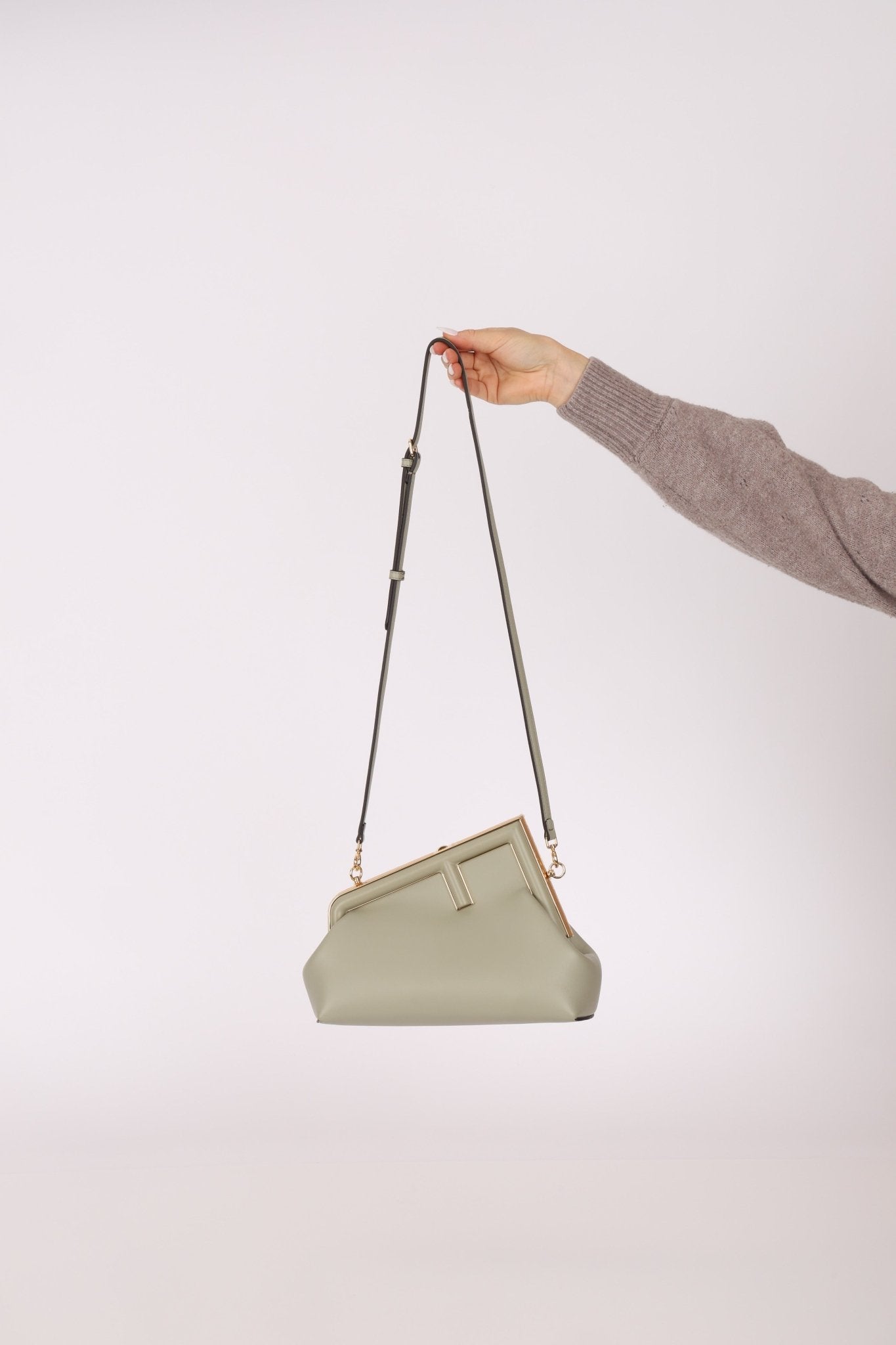 Fendi Sage Nappa Small First Clutch with Strap - FashioNica