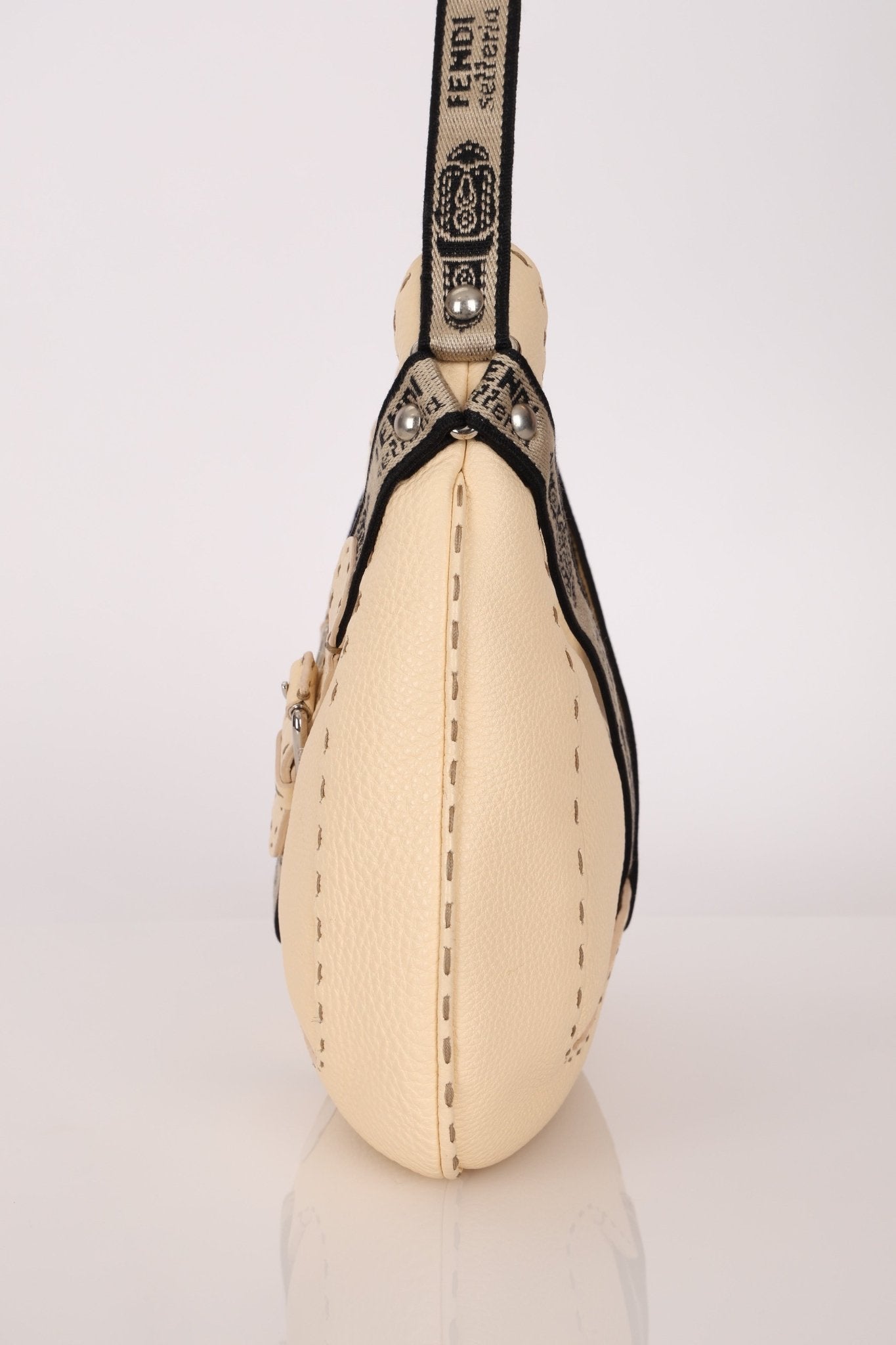 Fendi Selleria Buckle Grained Leather Hobo - FashioNica