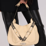 Fendi Selleria Buckle Grained Leather Hobo - FashioNica