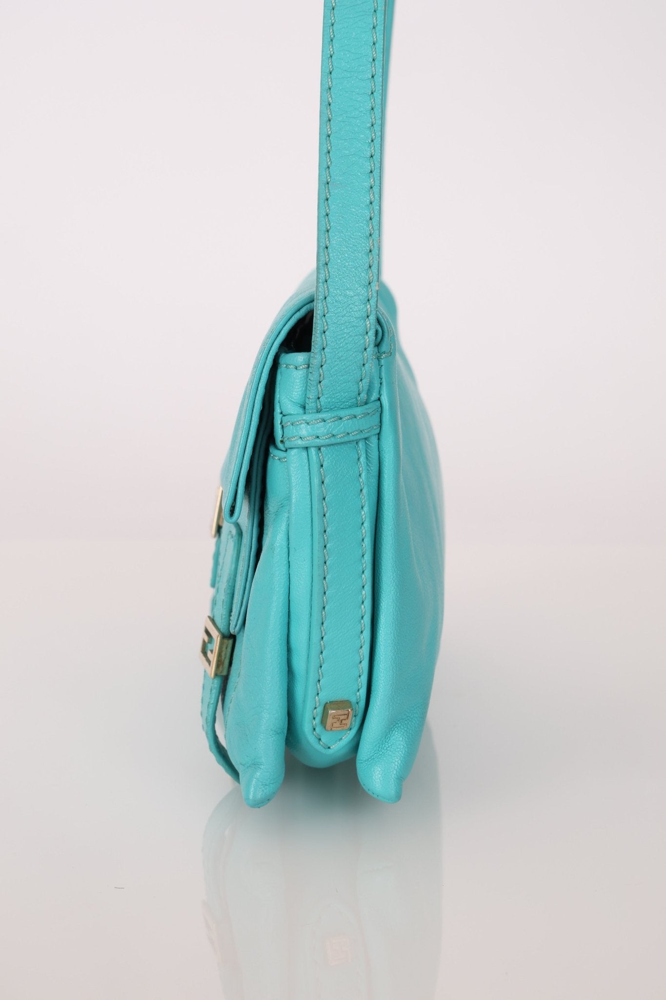 Fendi Tiffany Blue Multi - Buckle Selleria Shoulder Bag - FashioNica