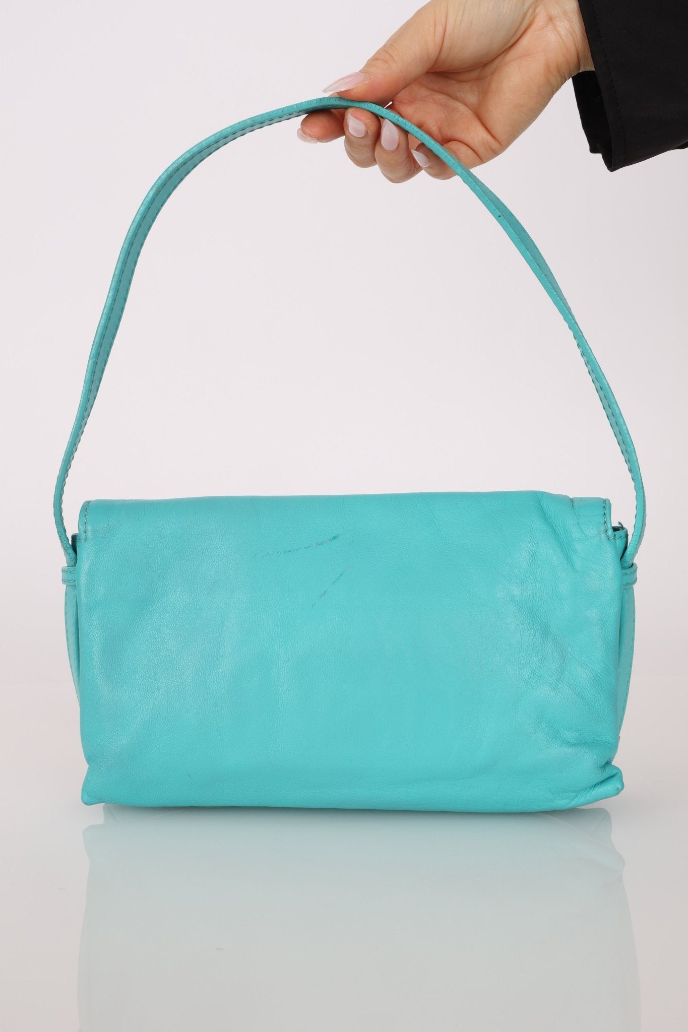 Fendi Tiffany Blue Multi - Buckle Selleria Shoulder Bag - FashioNica