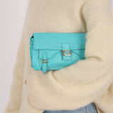 Fendi Tiffany Blue Multi - Buckle Selleria Shoulder Bag - FashioNica